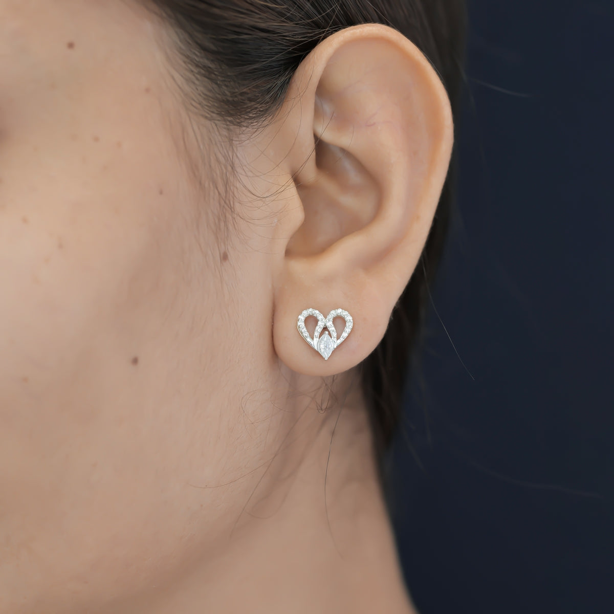 925 sterling Heart Diamond Earrings