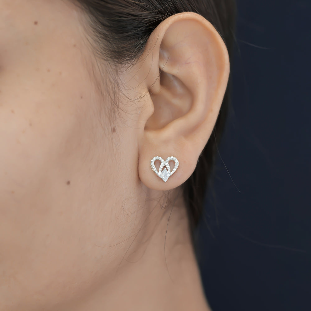 925 sterling Heart Diamond Earrings