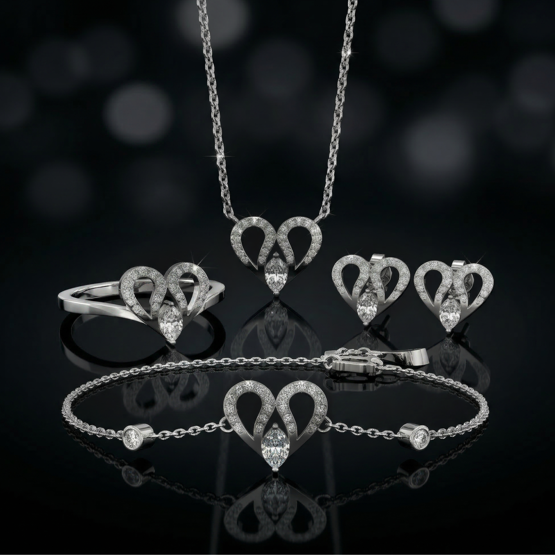 925 sterling Heart Diamond set