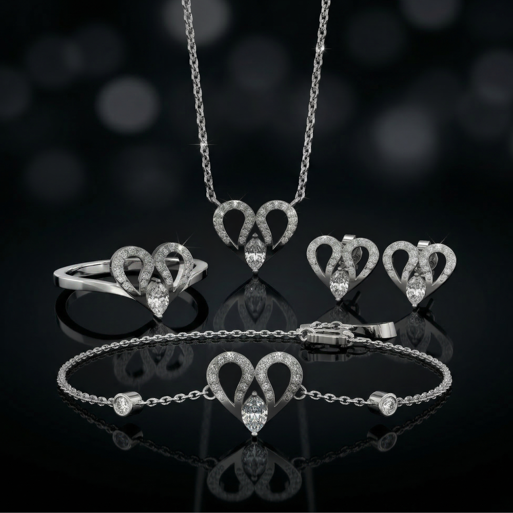 925 sterling Heart Diamond set