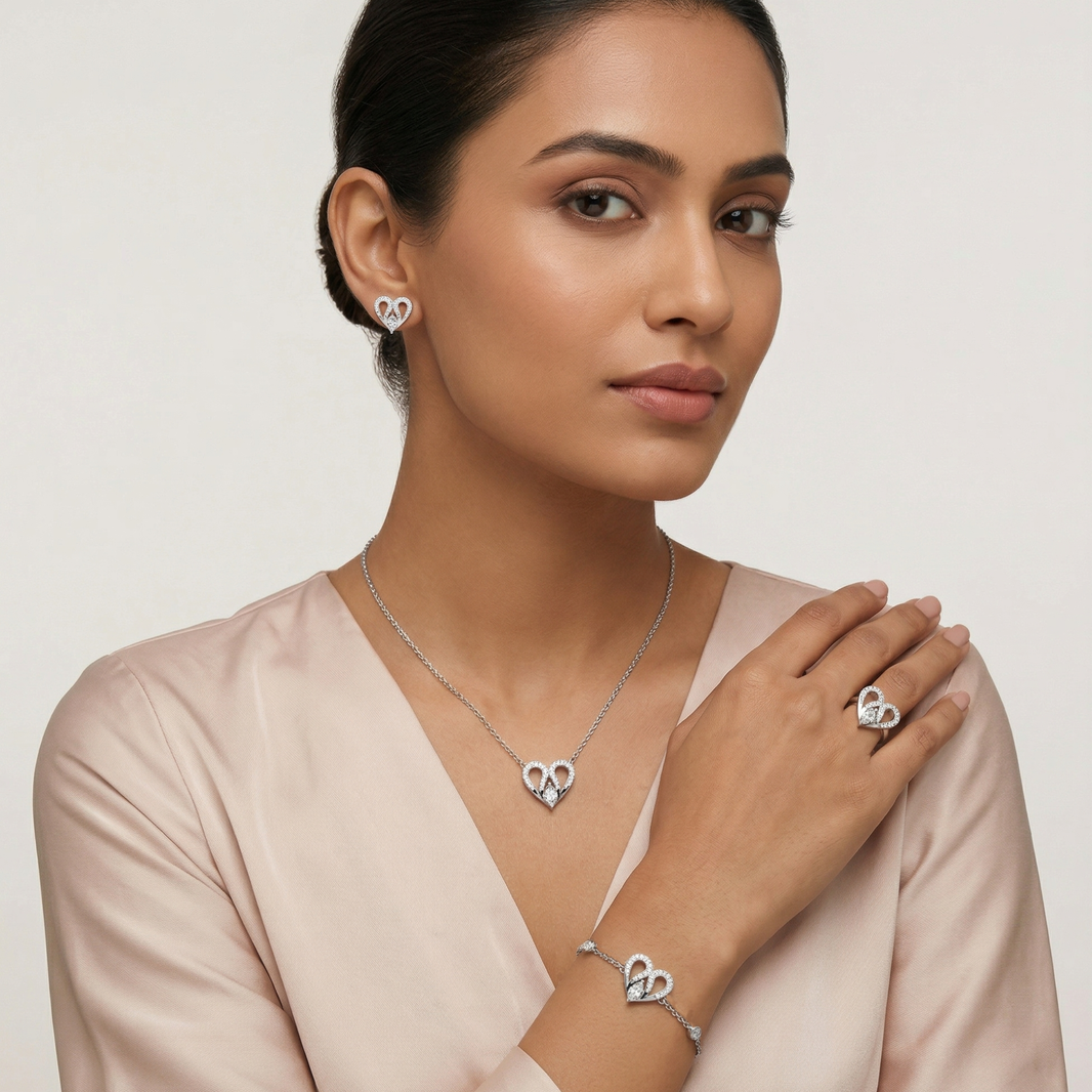 925 sterling Heart Diamond set