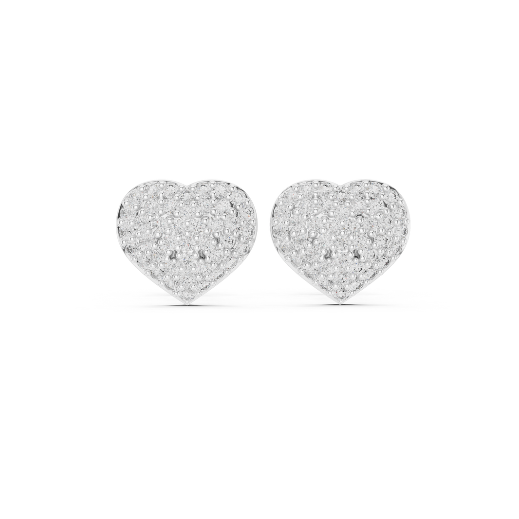 Round brilliant heart-shaped stud earrings with a smooth polished border