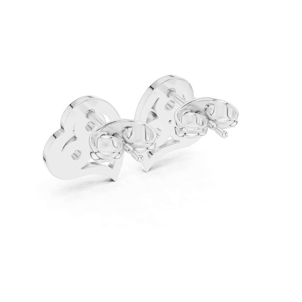 Heart shaped trio stud earrings with sparkling stone detailing