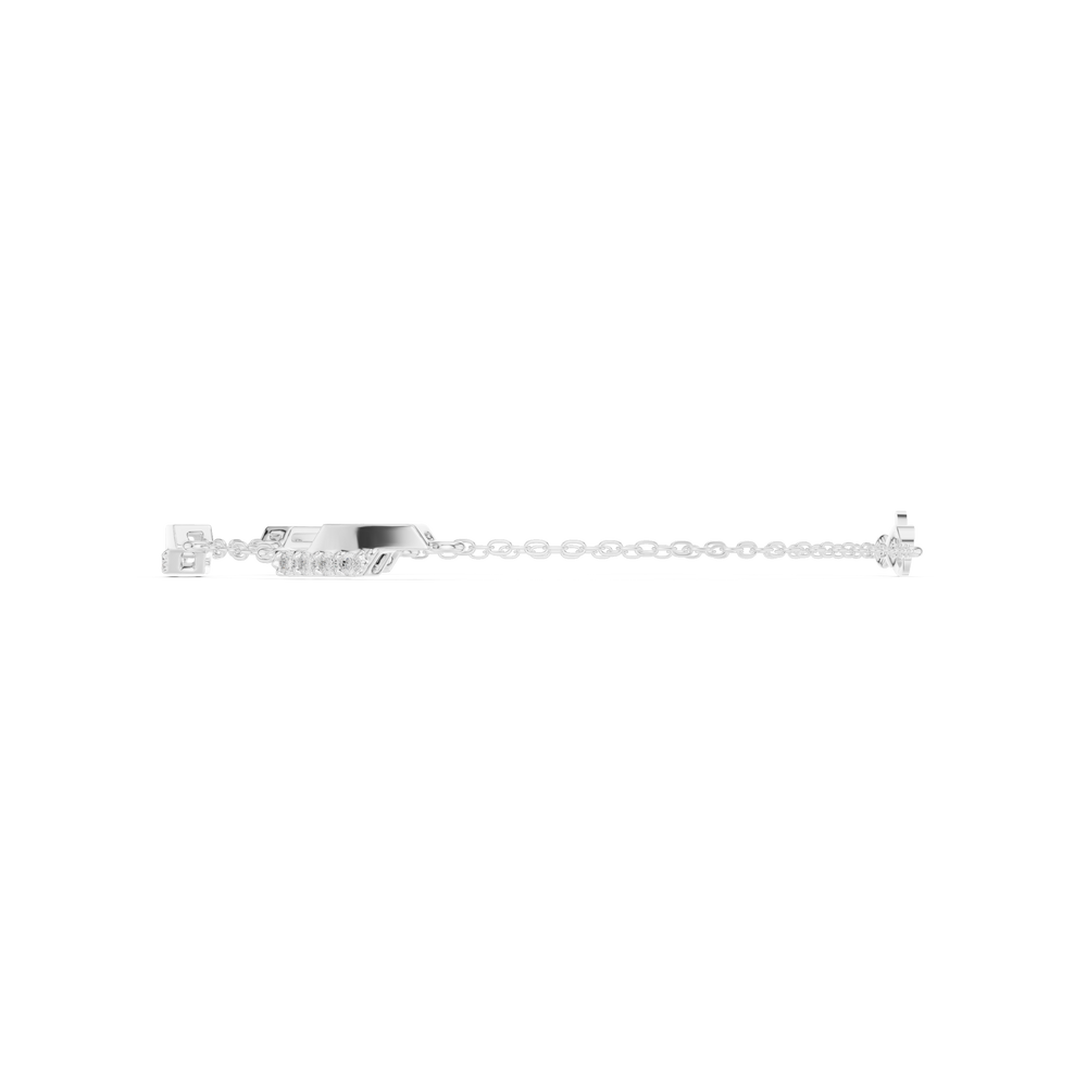 Hexagon station chain bracelet with baguette and pave set stone detailing