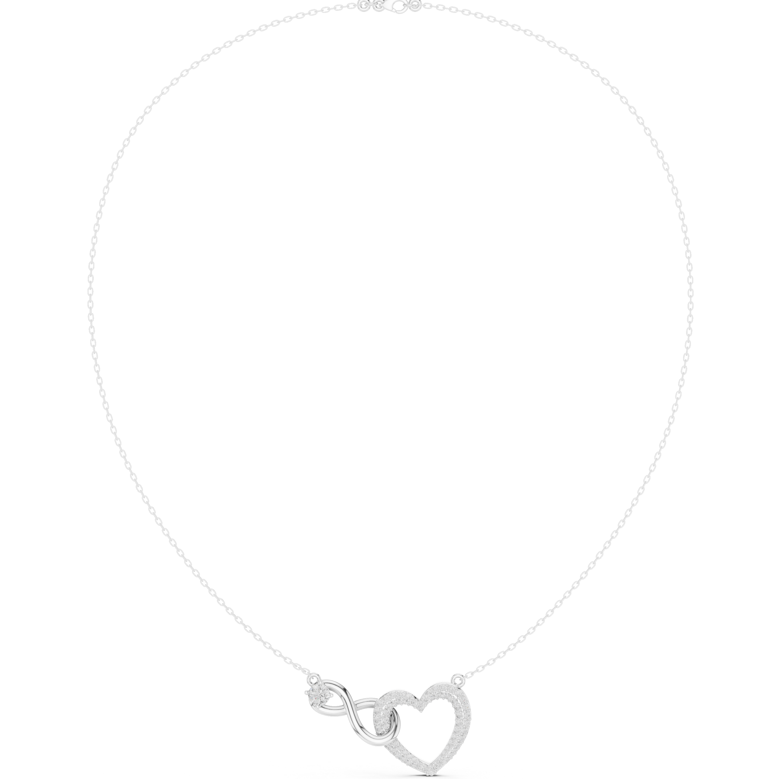 Infinity heart interlinked pave diamond pendant necklace