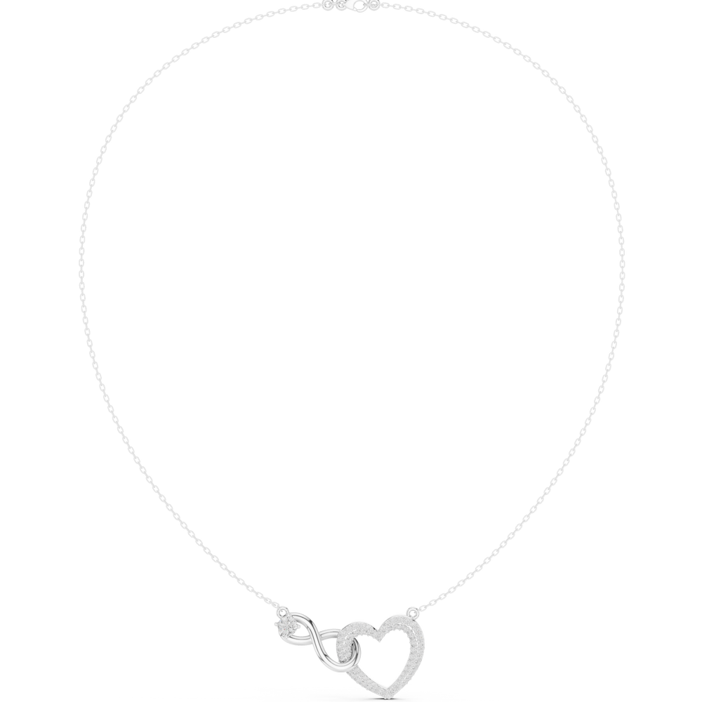 Infinity heart interlinked pave diamond pendant necklace