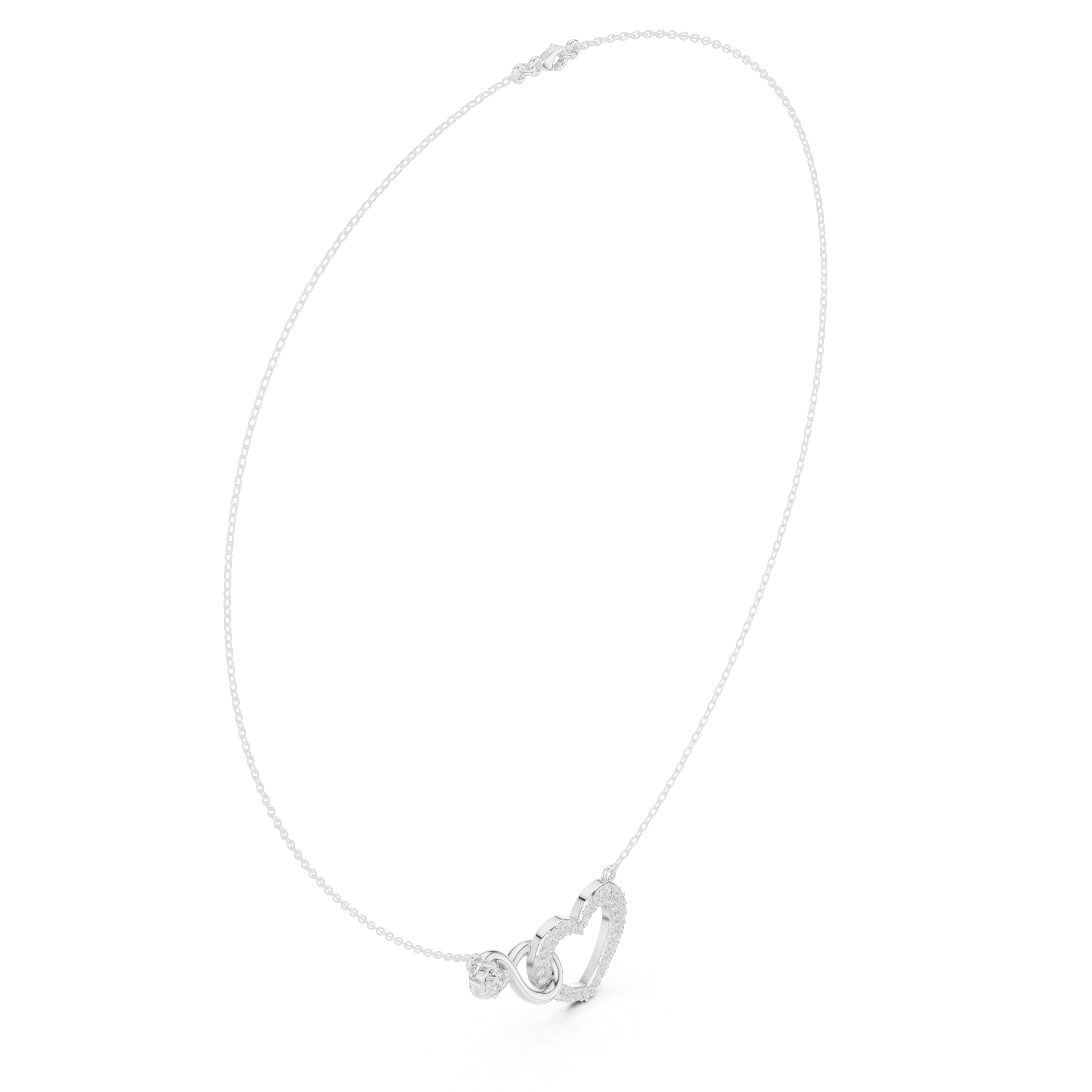 Infinity heart interlinked pave diamond pendant necklace