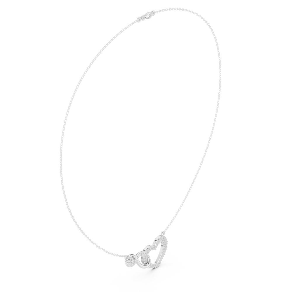 Infinity heart interlinked pave diamond pendant necklace