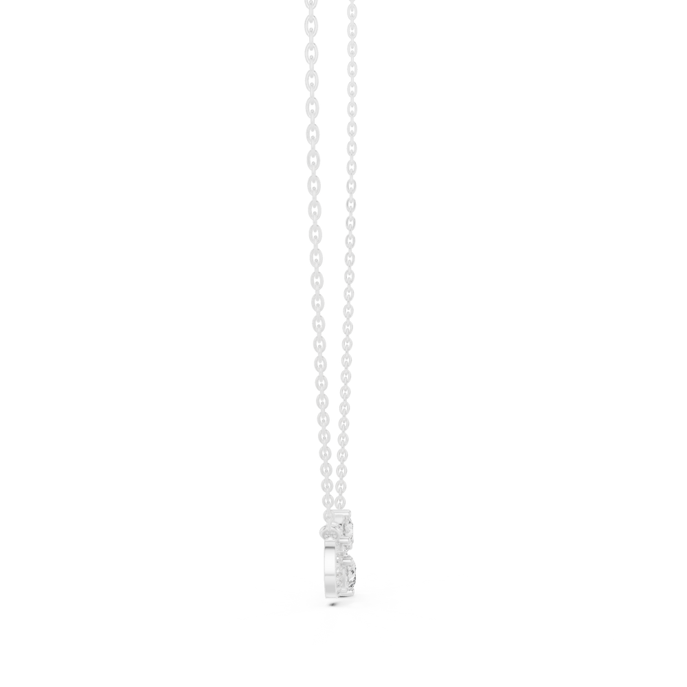 Infinity symbol pave diamond pendant necklace with dual pear cut stone accent