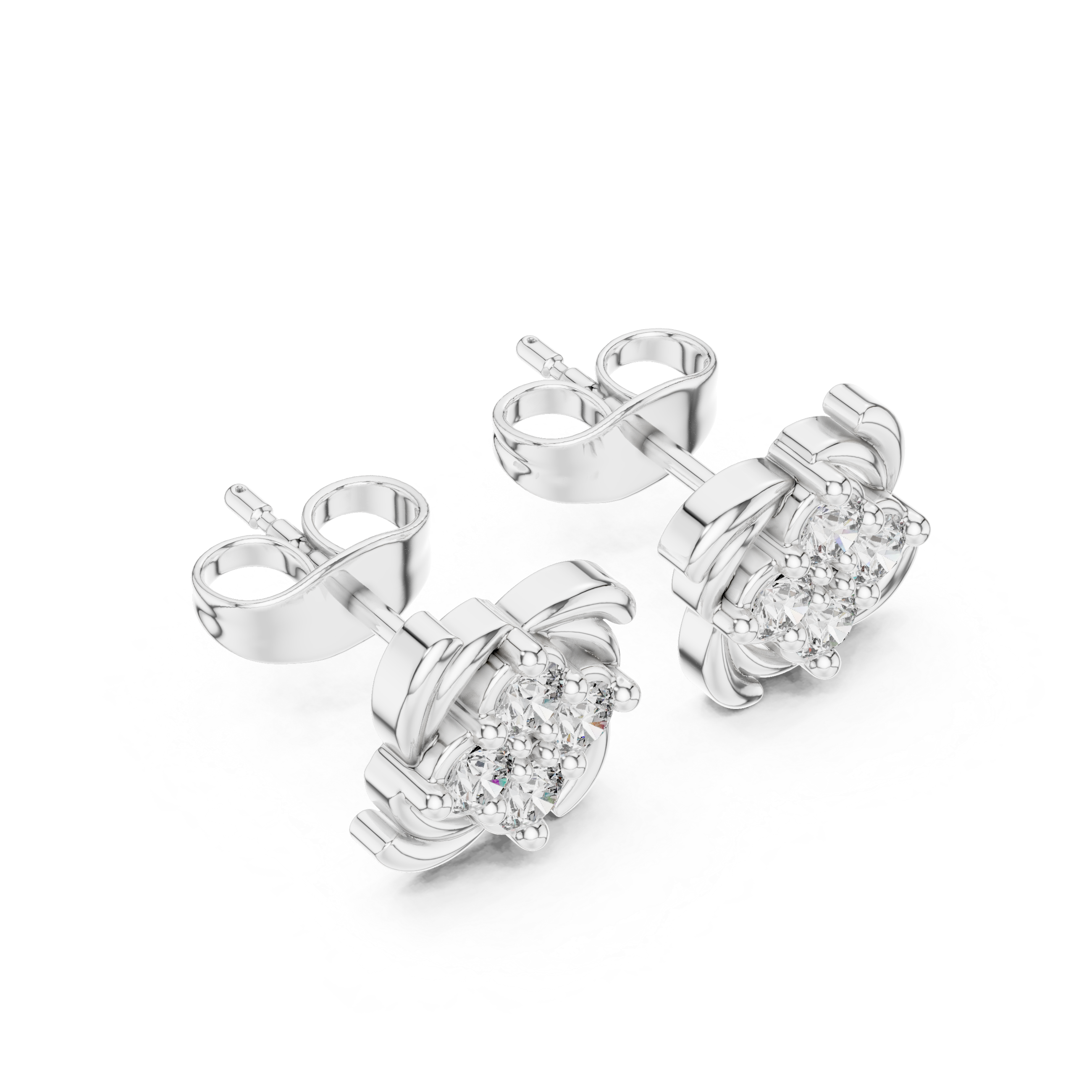 Knot stud earrings with sparkling stone centre detailing