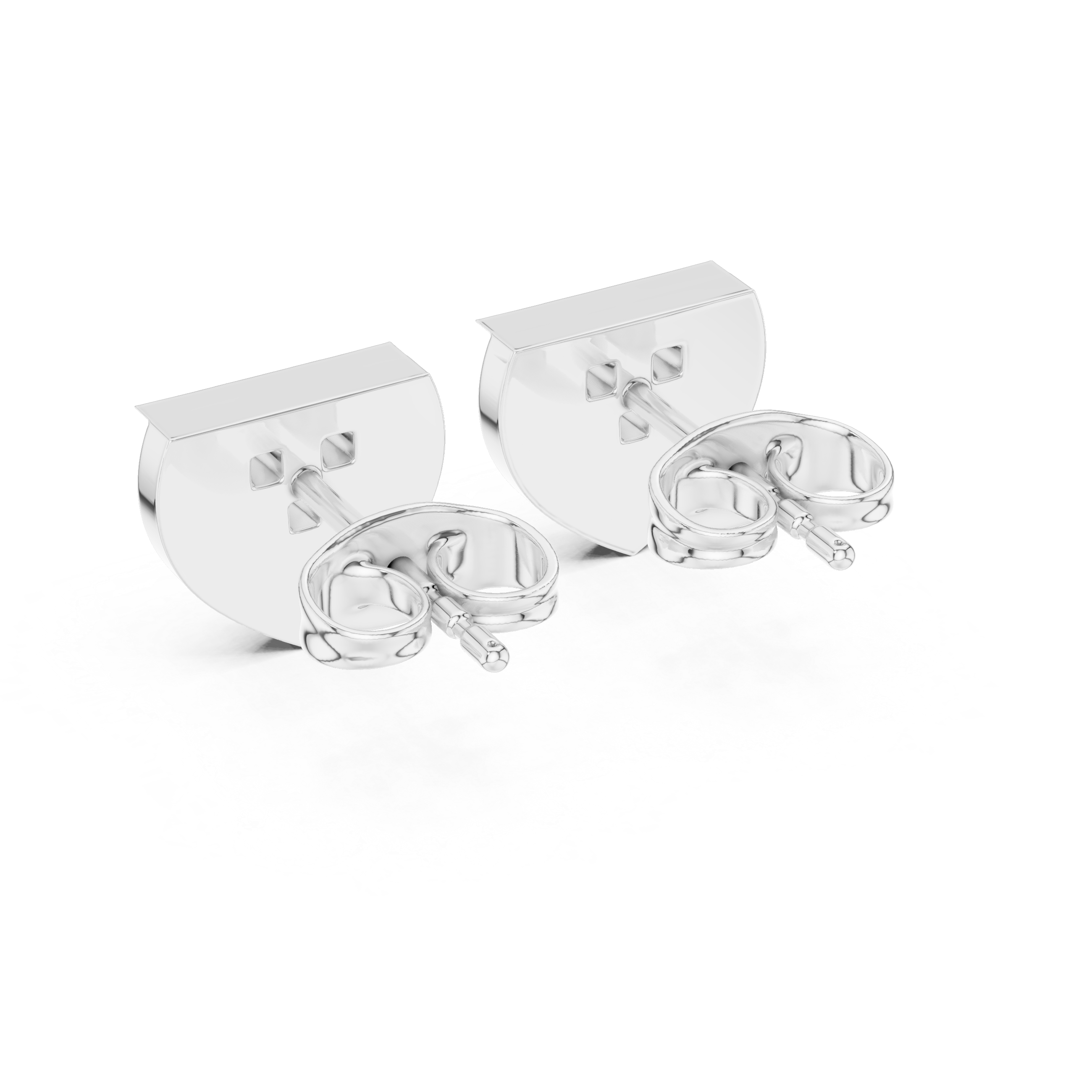 Leaf fan trio stud earrings with open double leaf frame and three round stone cluster