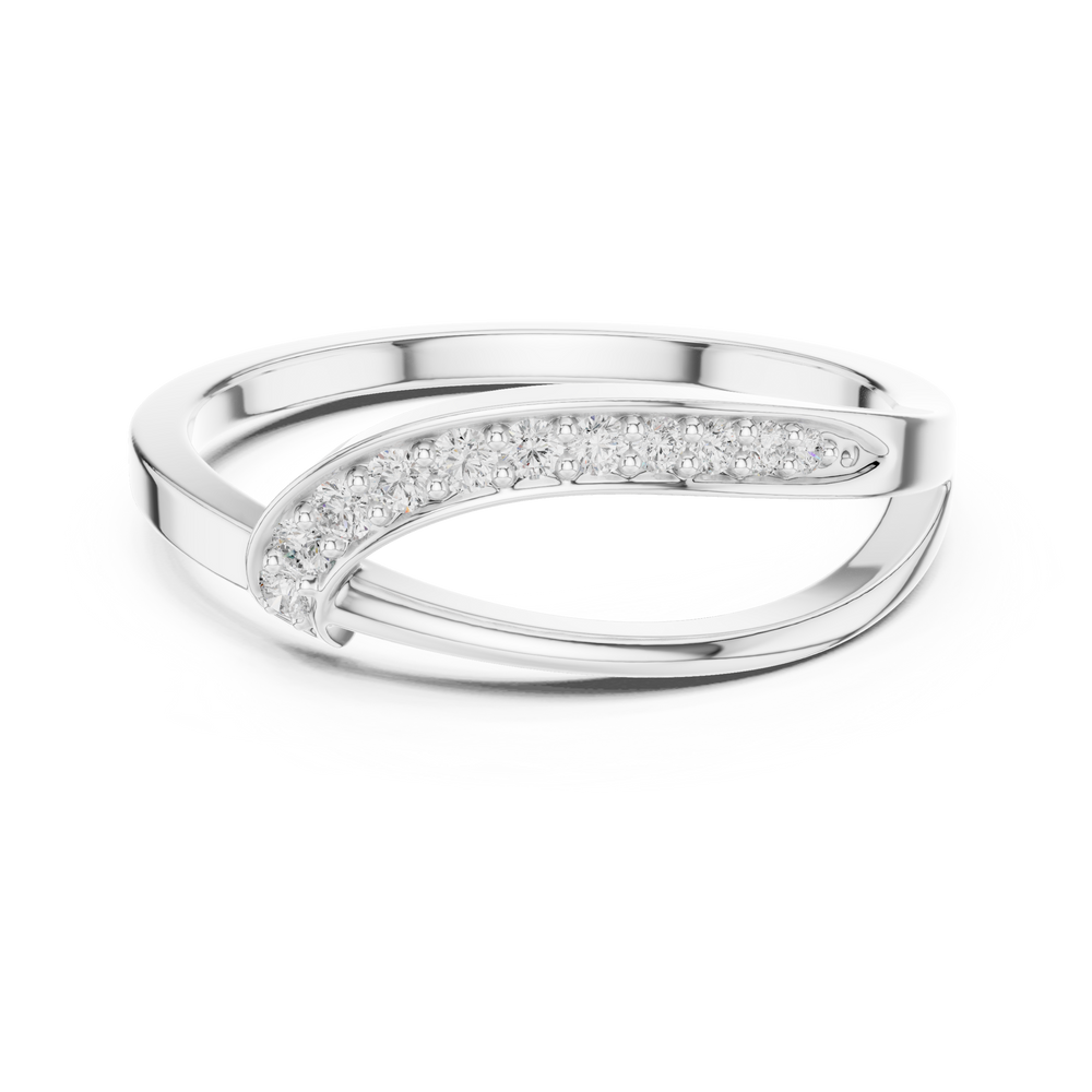 Leaf shaped bypass pave diamond ring with open pointed design