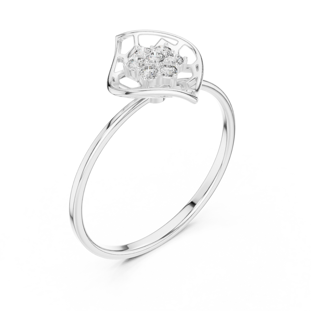 Lotus cluster delicate ring with petal frame and slim wire band