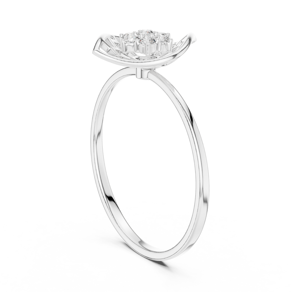 Lotus cluster delicate ring with petal frame and slim wire band
