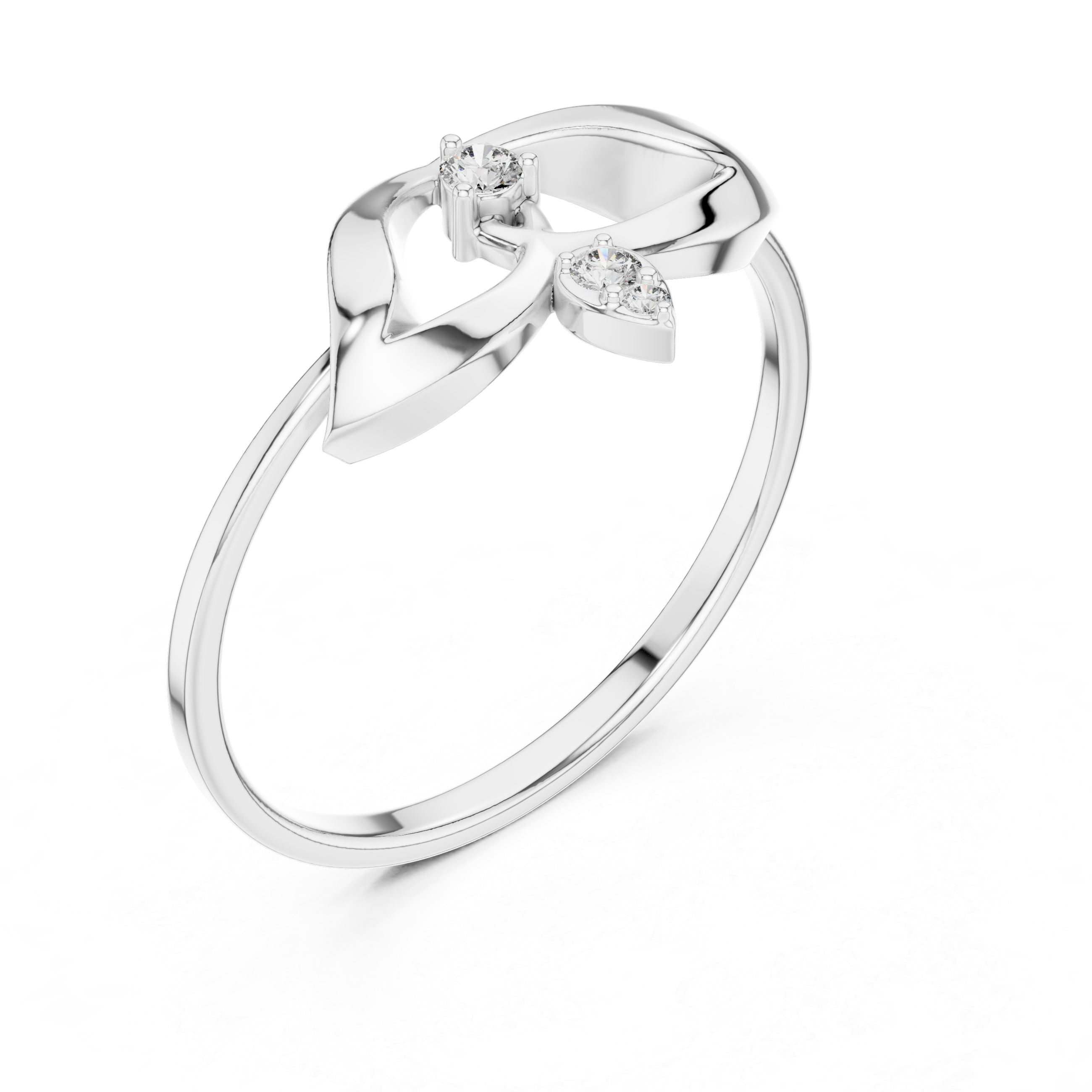 Lotus design diamond ring with pear and round solitaire stone