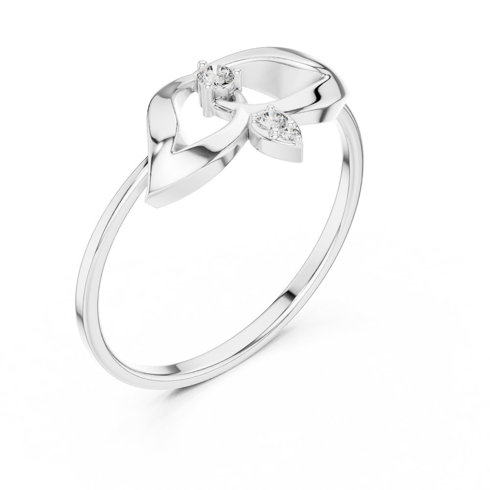 Lotus design diamond ring with pear and round solitaire stone