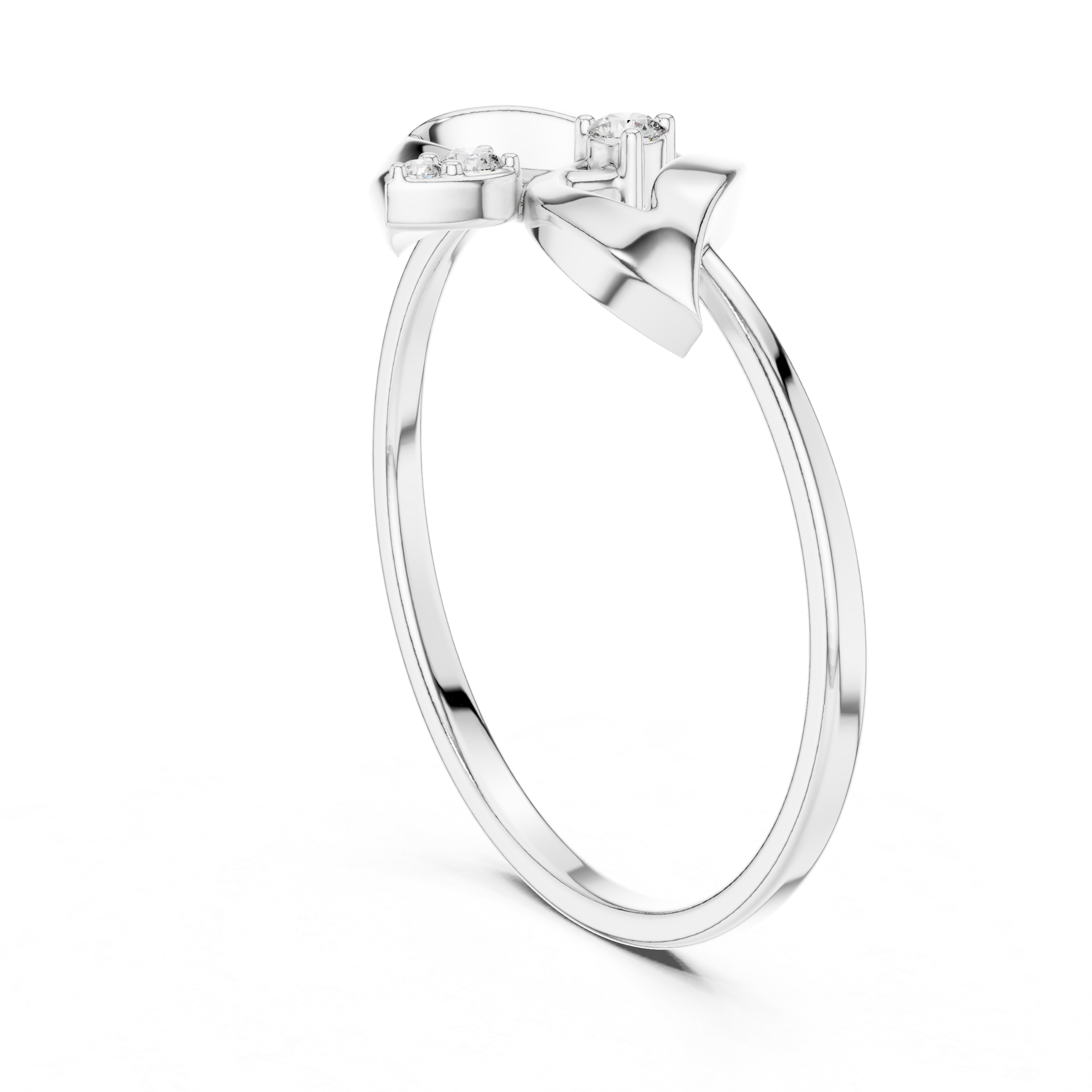 Lotus design diamond ring with pear and round solitaire stone