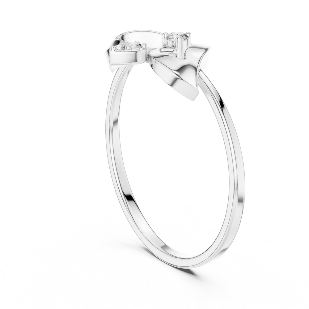 Lotus design diamond ring with pear and round solitaire stone