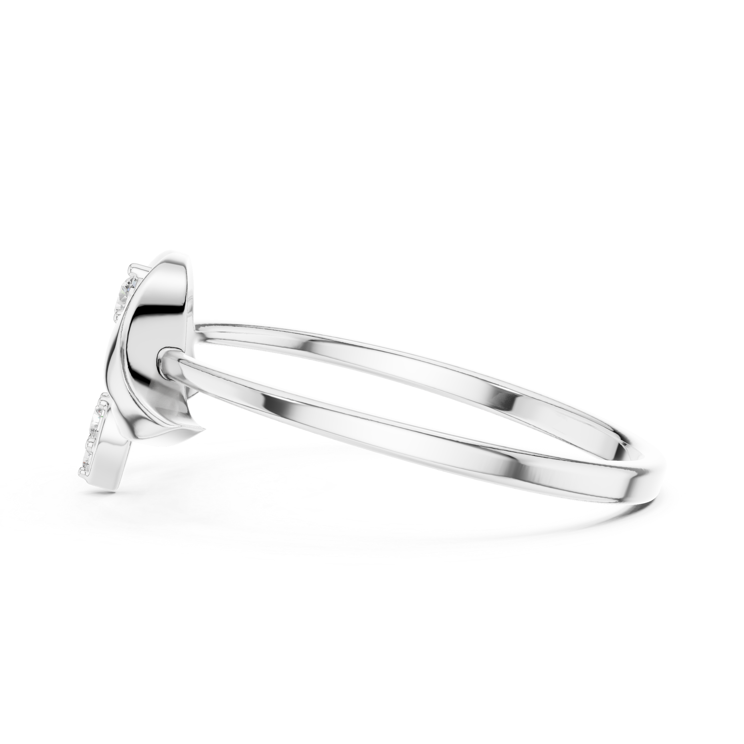 Lotus design diamond ring with pear and round solitaire stone