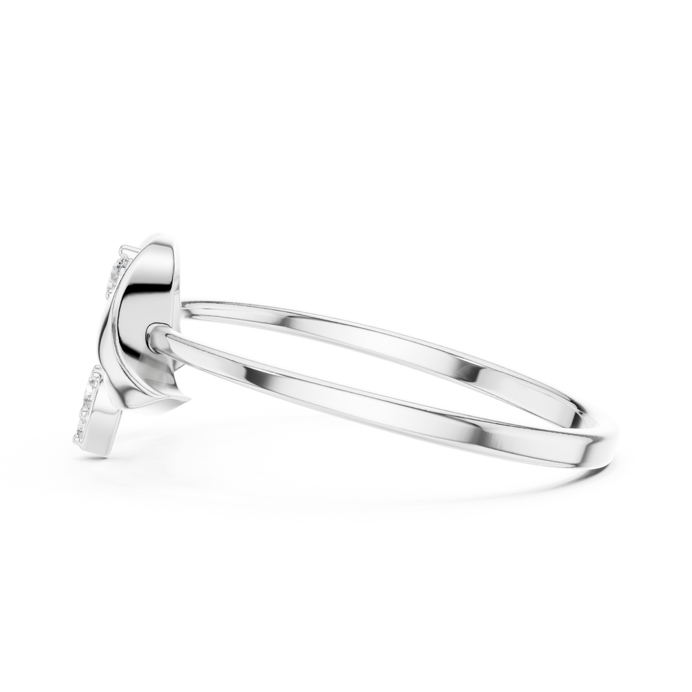 Lotus design diamond ring with pear and round solitaire stone