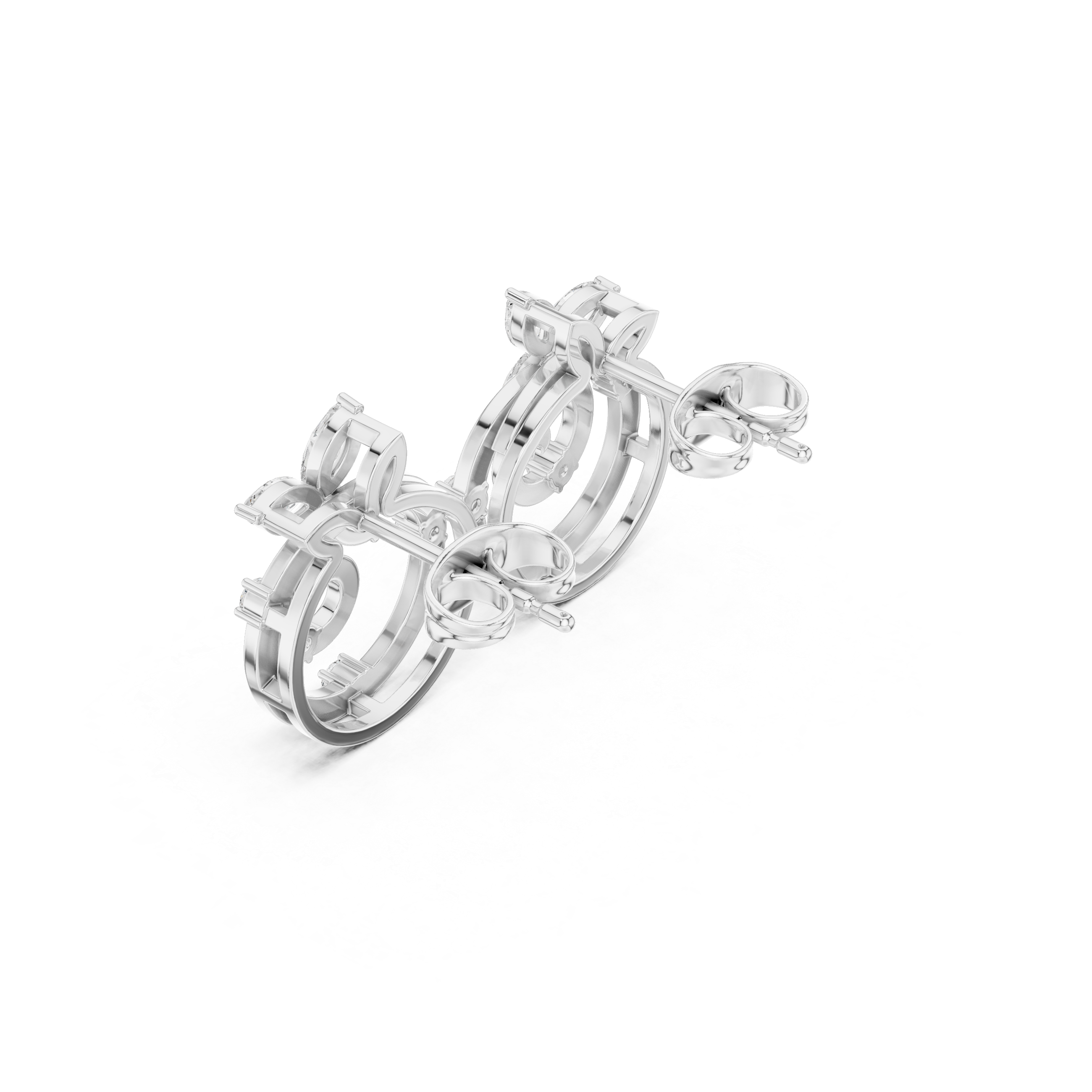 Marquise stone floral cluster top with a polished spiral circle and scattered round stone accents