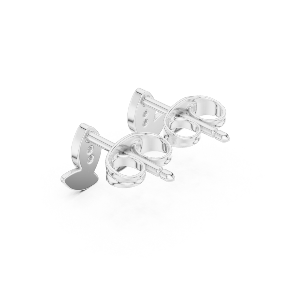 Marquise leaf pave diamond stud earrings with double petal design and push back setting