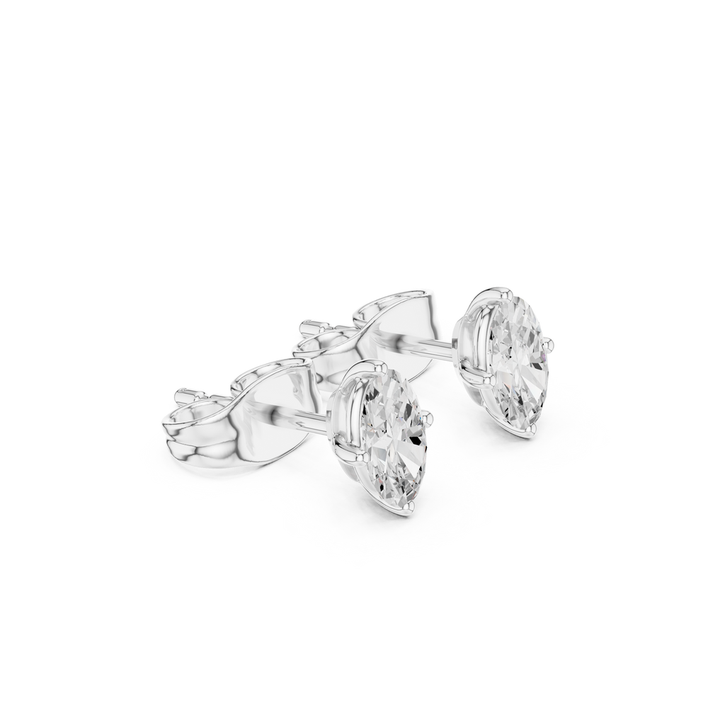 Marquise solitaire stud earrings with a four-prong claw setting