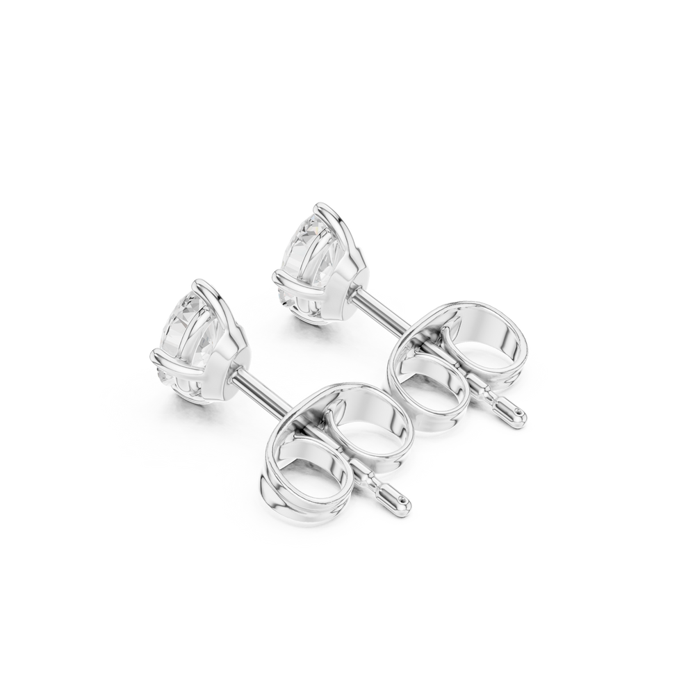 Marquise solitaire stud earrings with a four-prong claw setting