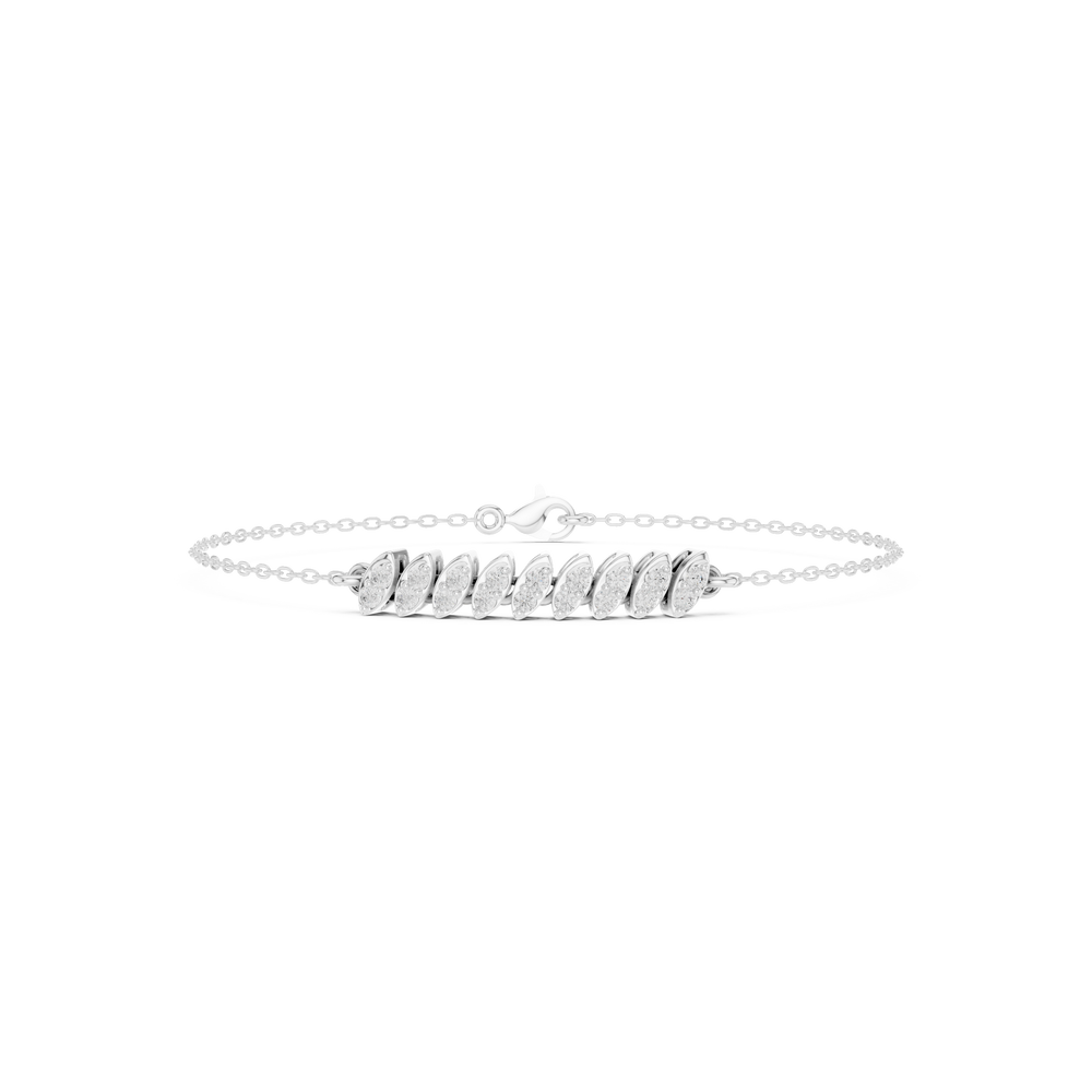 Marquise twist chain bracelet with graduated leaf motif centre detailing