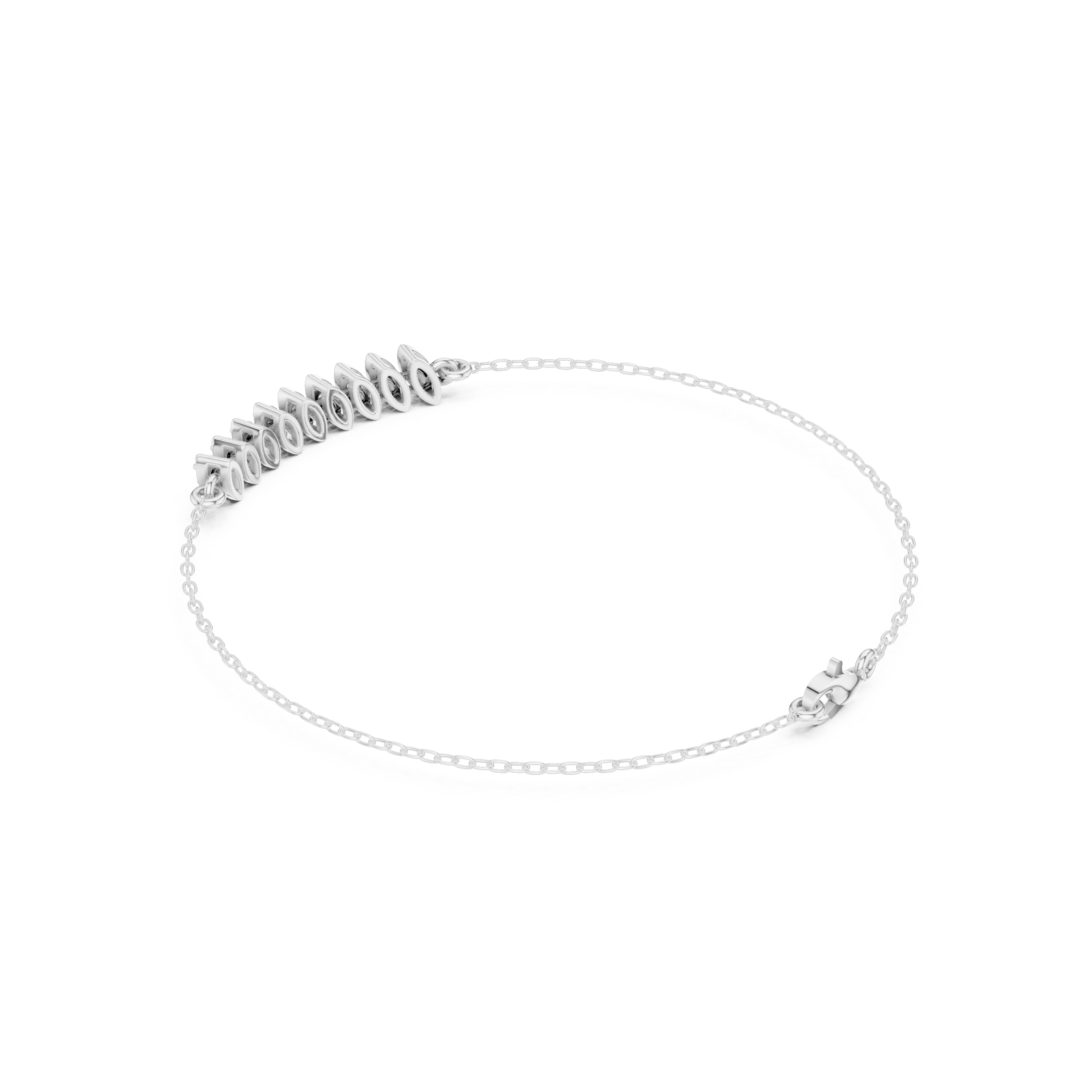 Marquise twist chain bracelet with graduated leaf motif centre detailing