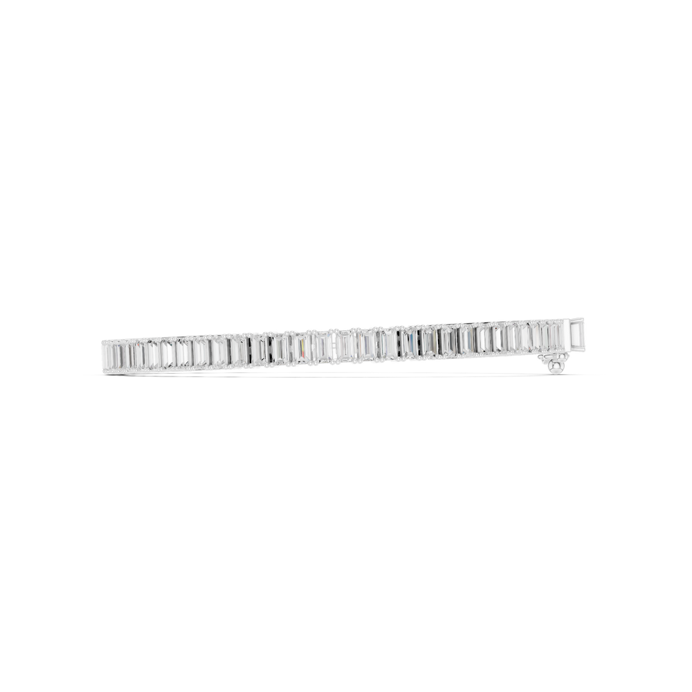 Men's silver full eternity tennis bracelet with continuous baguette-cut diamond links
