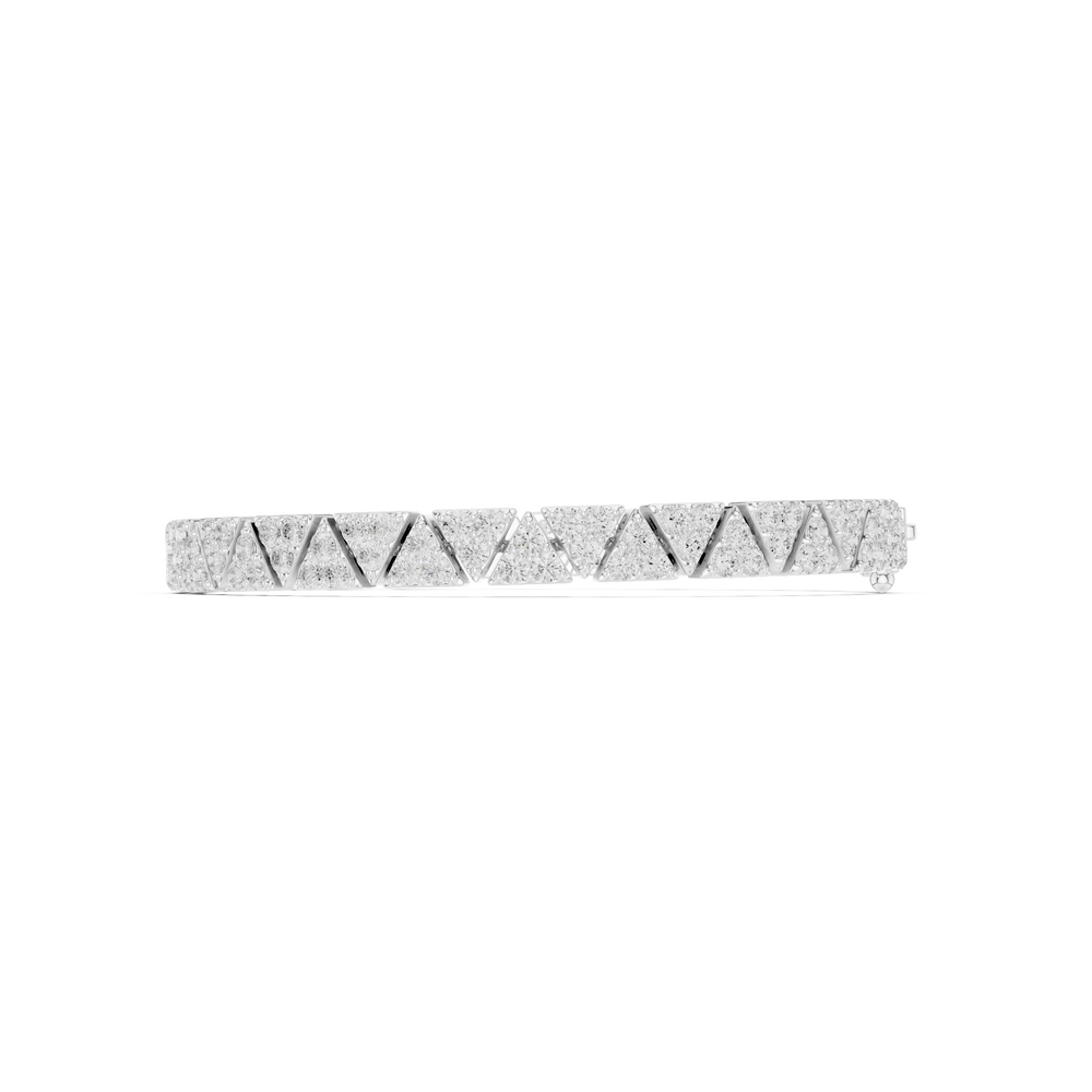 Men's silver tennis bracelet with pavé diamond-set triangle geometric links