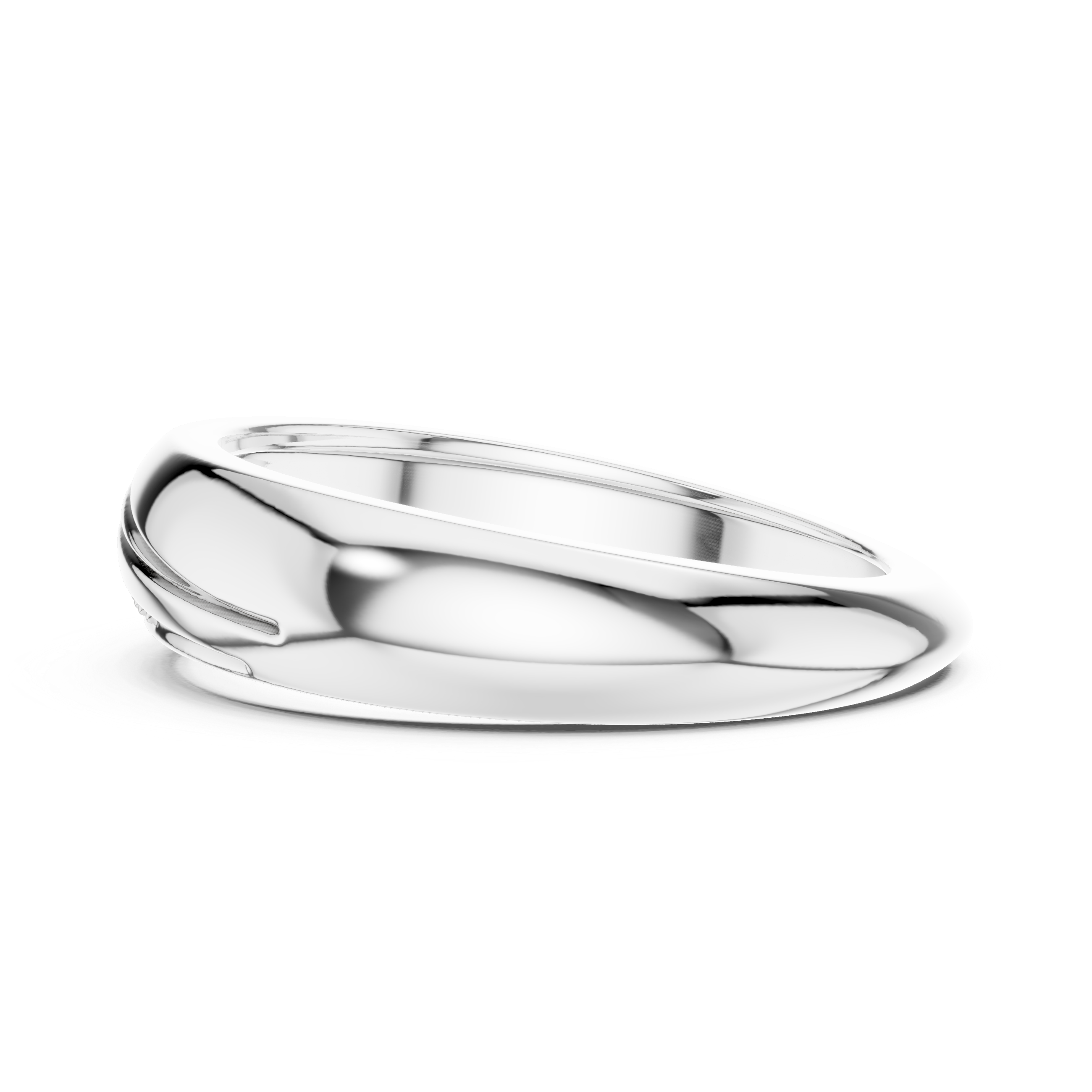 Men's silver twisted wave band ring with diagonal pavé round diamonds and grooved detailing