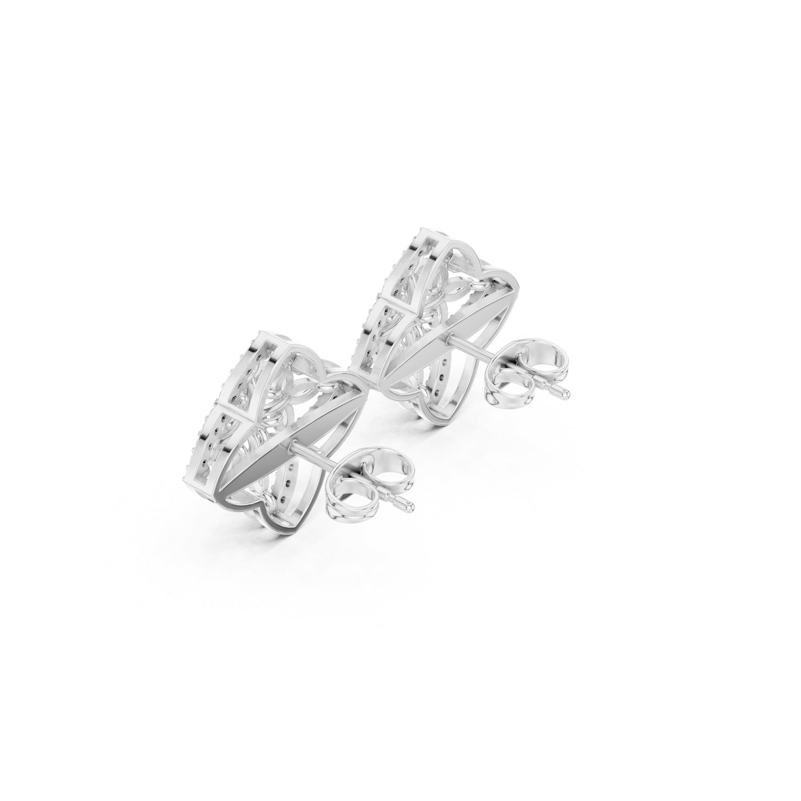 Marquise stone inner floral cluster within a stone-set four-petal Mughal flower outline frame