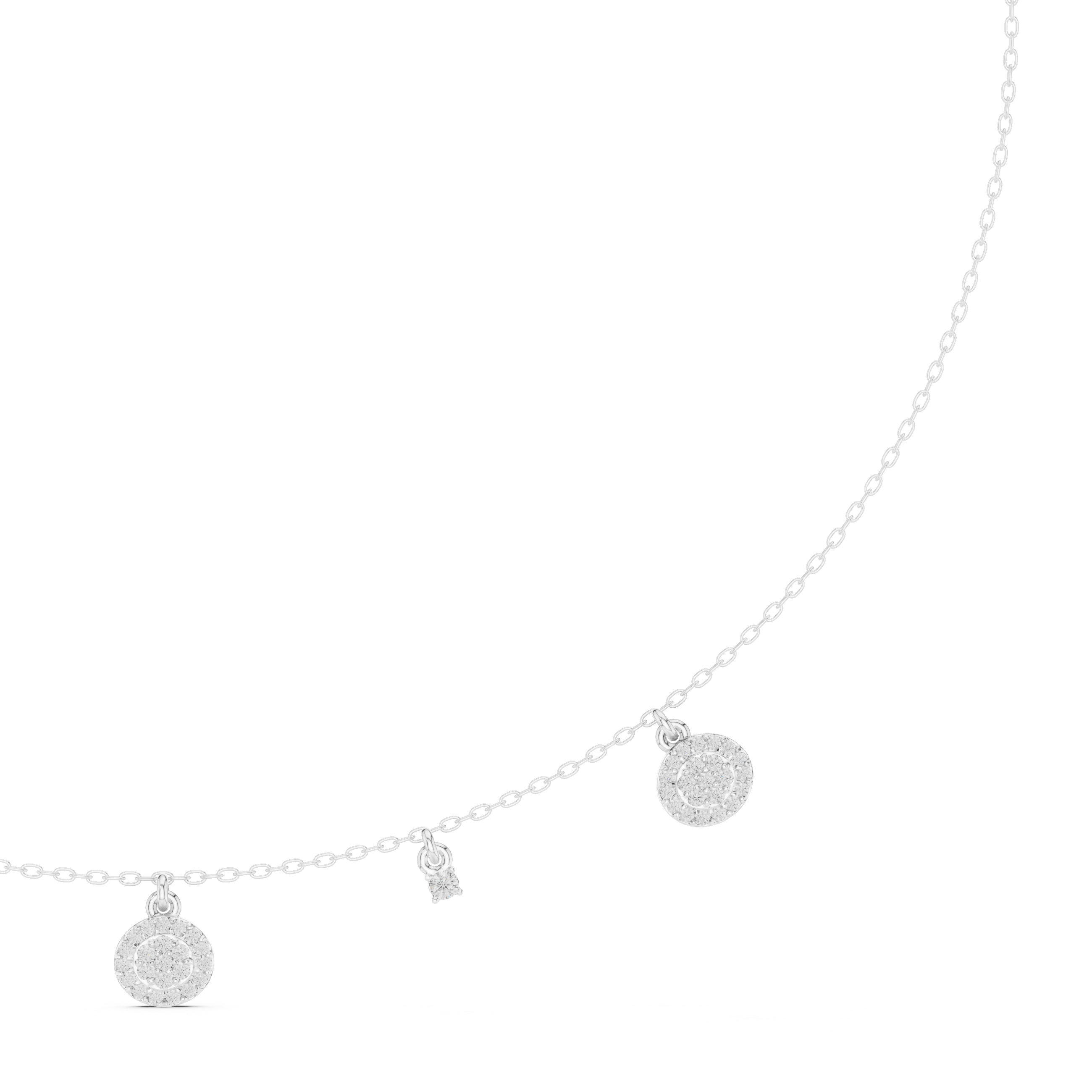 Multi charm pave diamond station necklace with oval and marquise drop accents