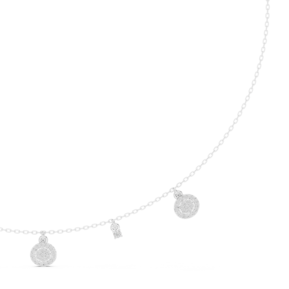 Multi charm pave diamond station necklace with oval and marquise drop accents