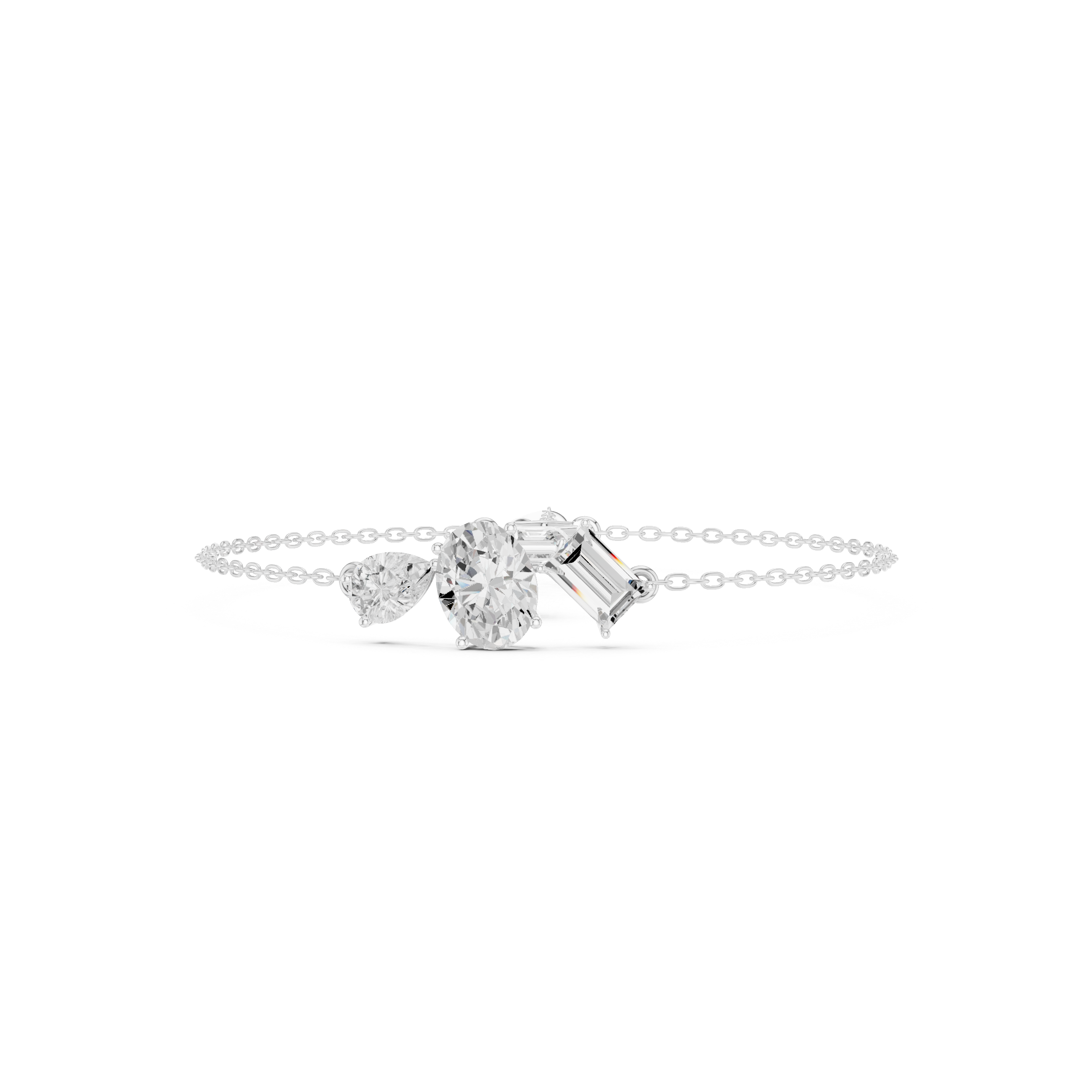 Multi shape chain bracelet with hexagon and mixed cut stone detailing