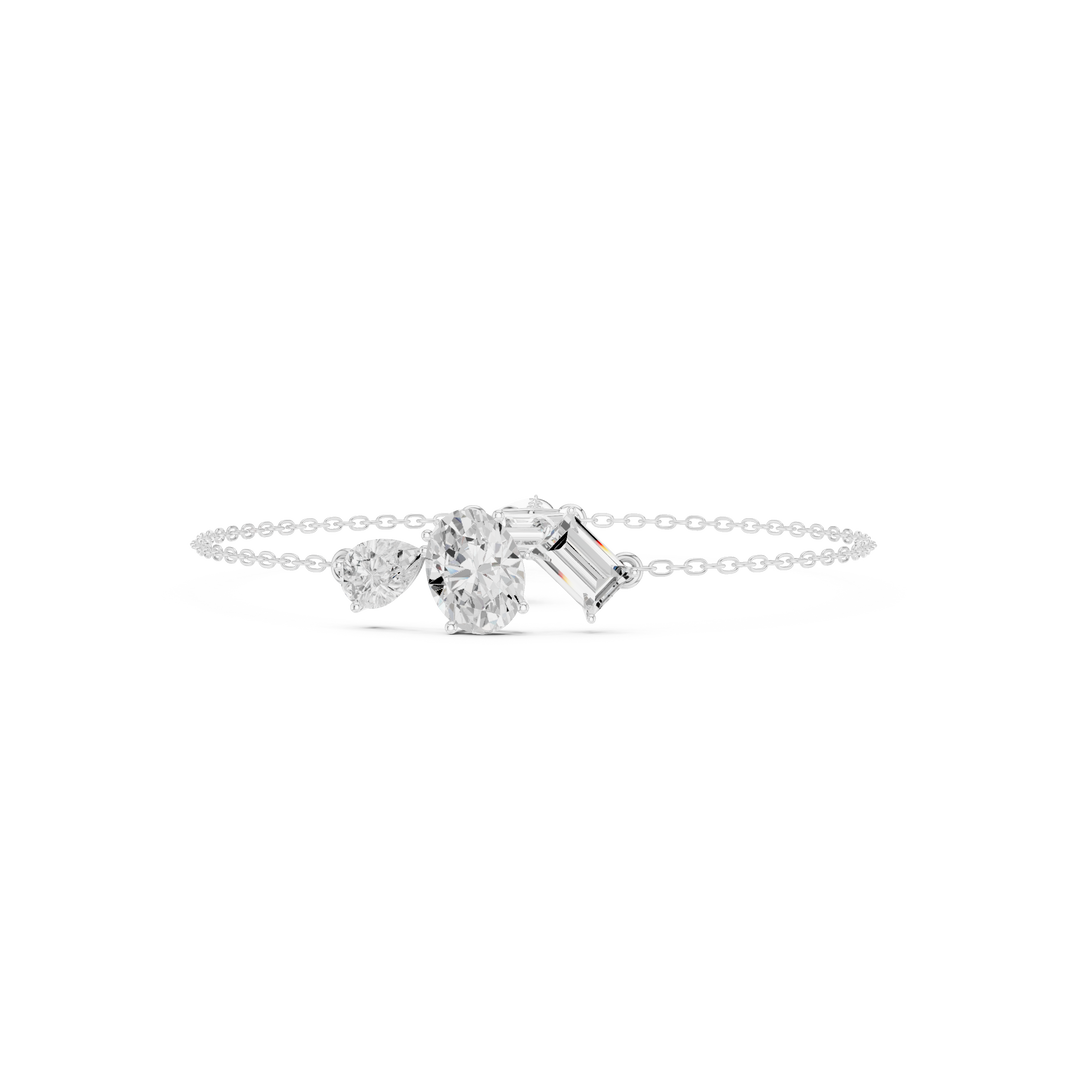 Multi shape chain bracelet with hexagon and mixed cut stone detailing