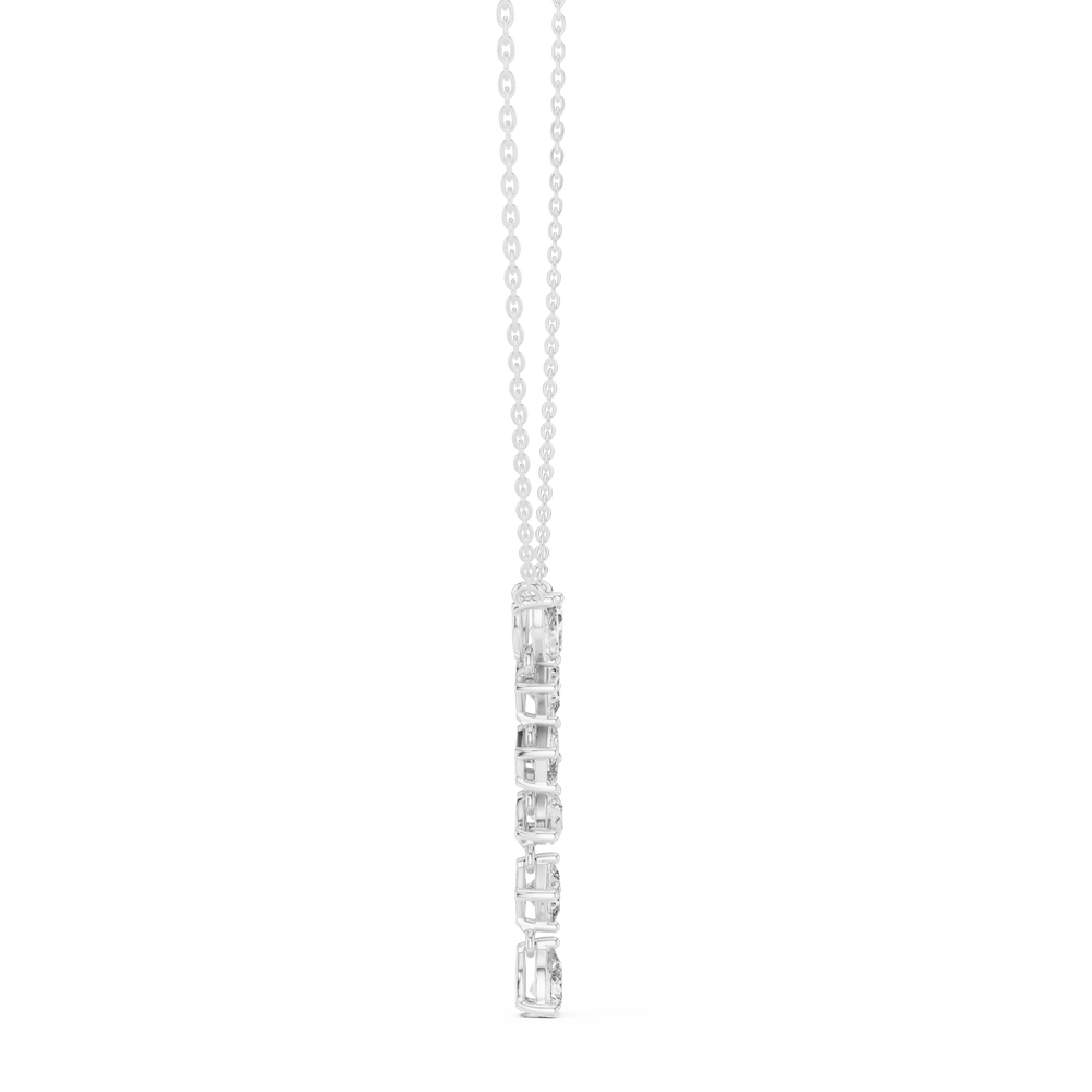 Multi shape journey diamond drop necklace with marquise, emerald, cushion and pear cut stones
