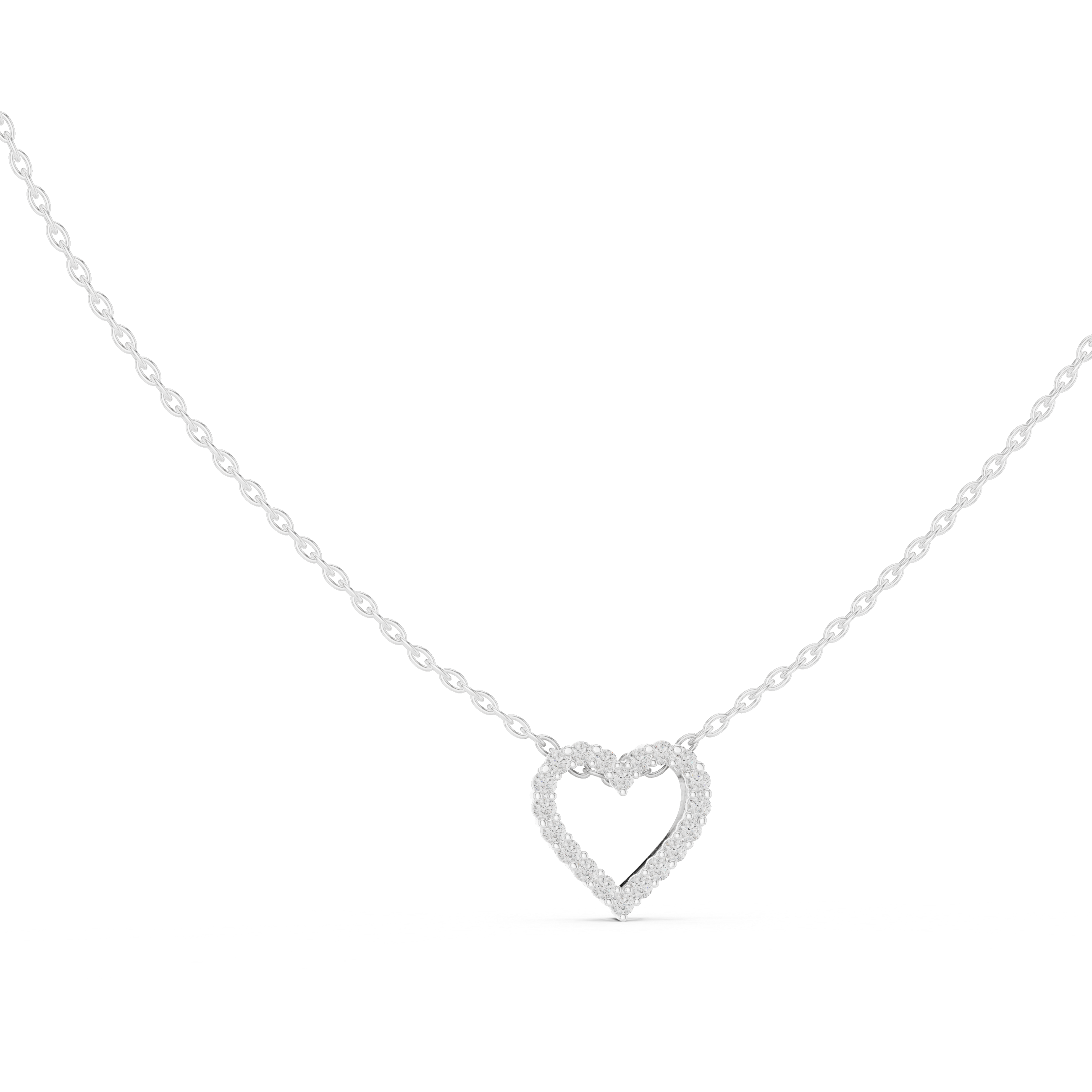 Open Heart Pave Diamond Pendant Necklace
