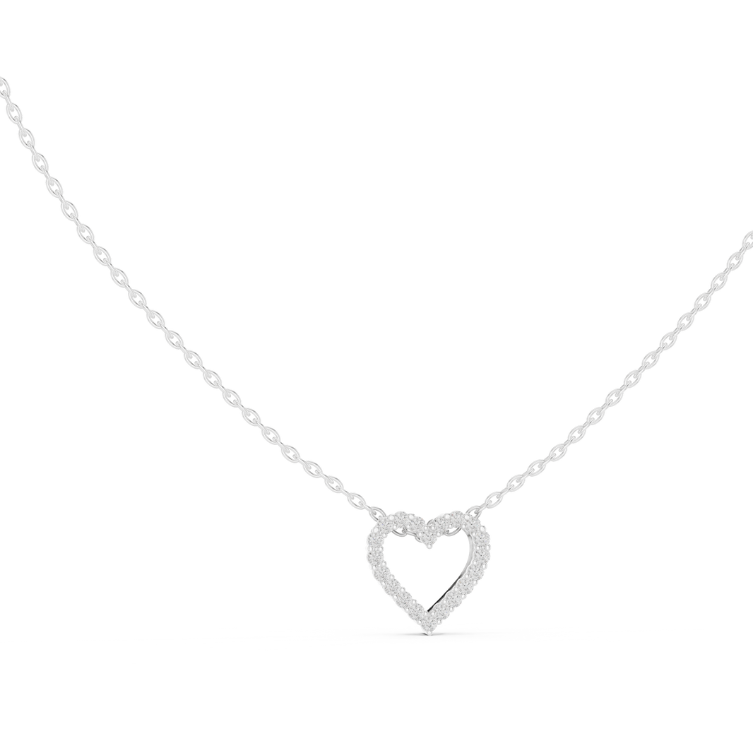 Open Heart Pave Diamond Pendant Necklace