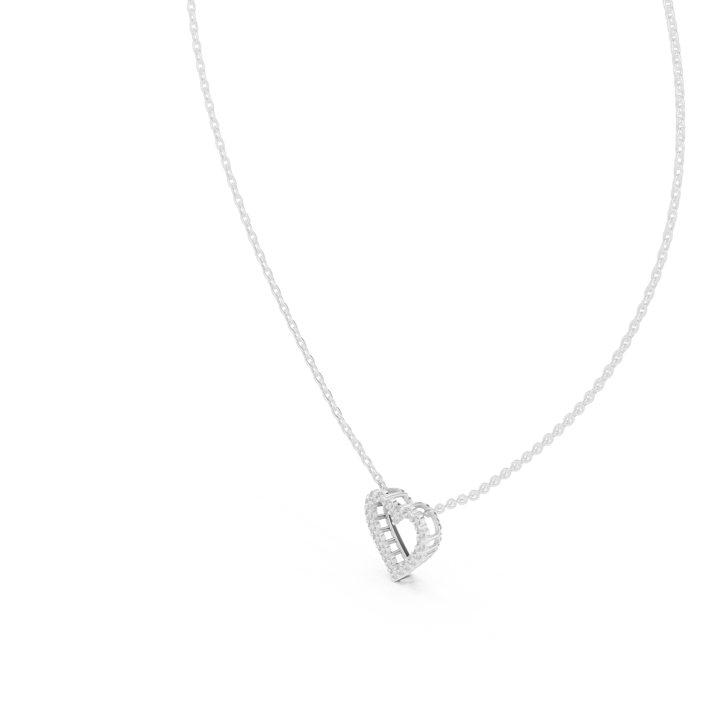 Open Heart Pave Diamond Pendant Necklace