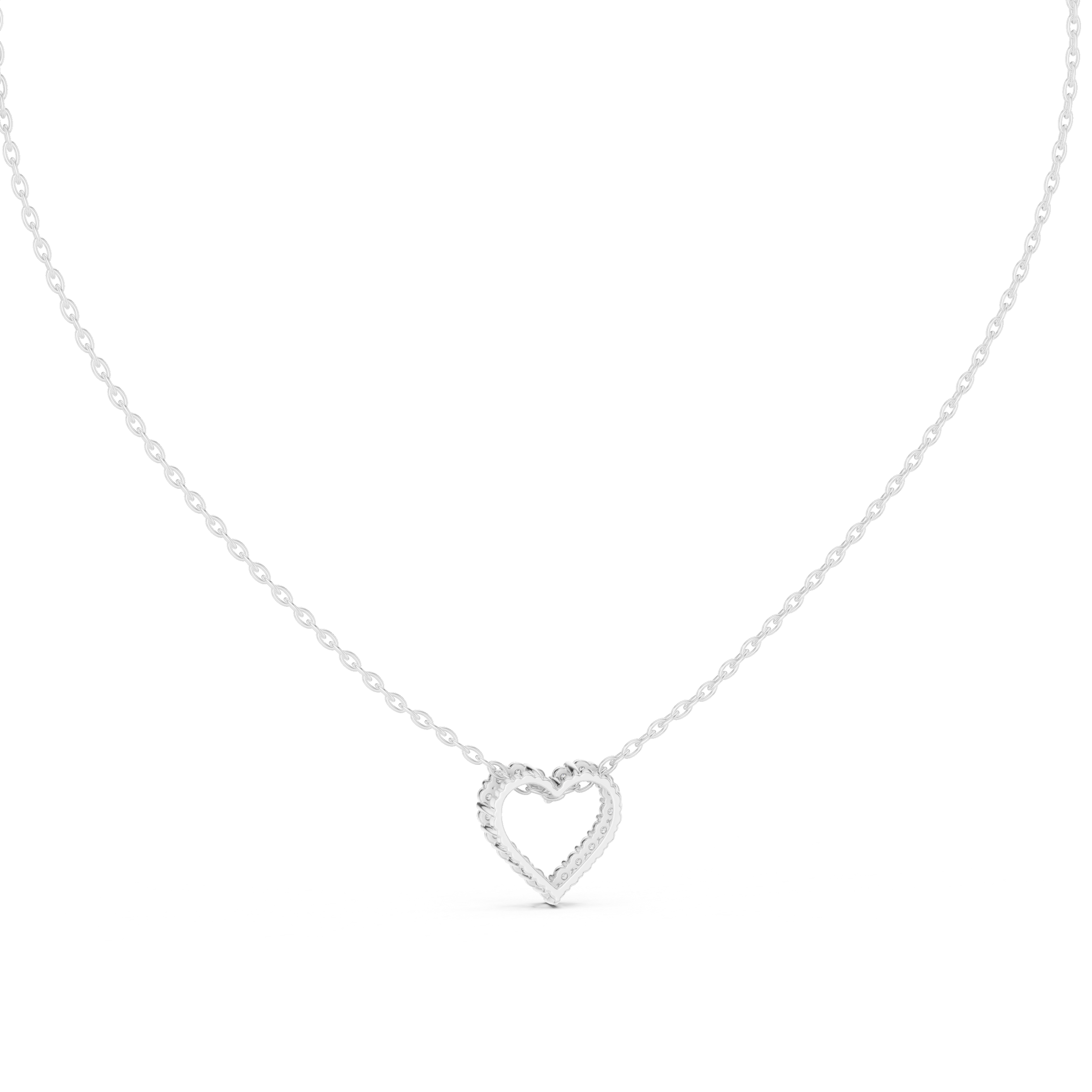 Open Heart Pave Diamond Pendant Necklace
