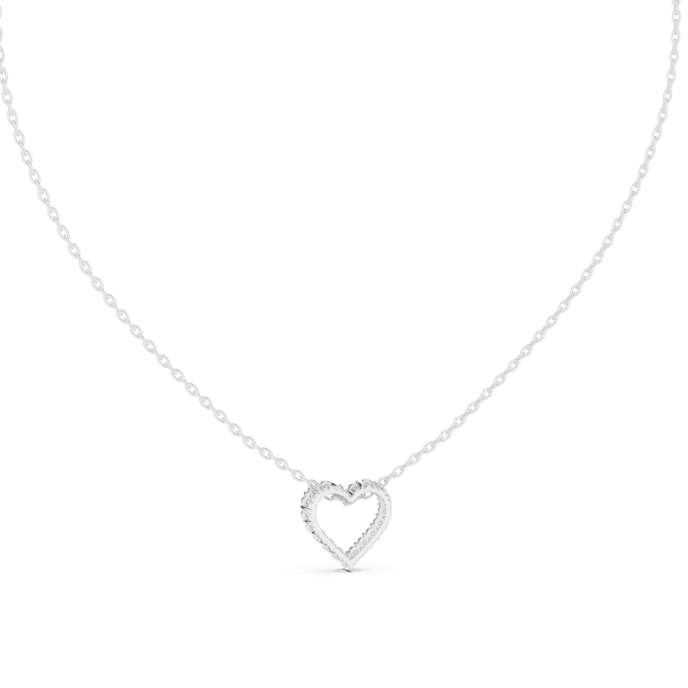 Open Heart Pave Diamond Pendant Necklace