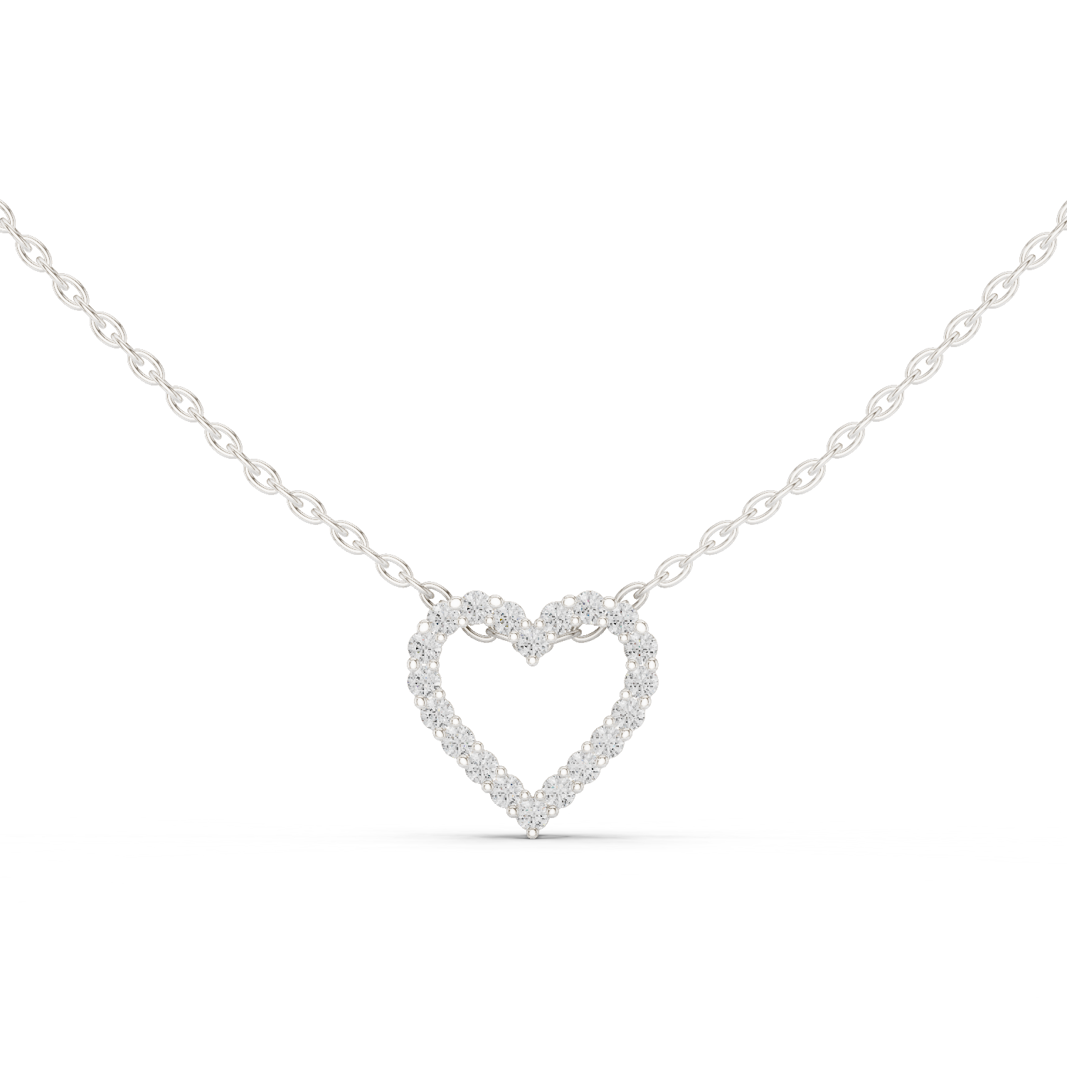 Open Heart Pave Diamond Pendant Necklace