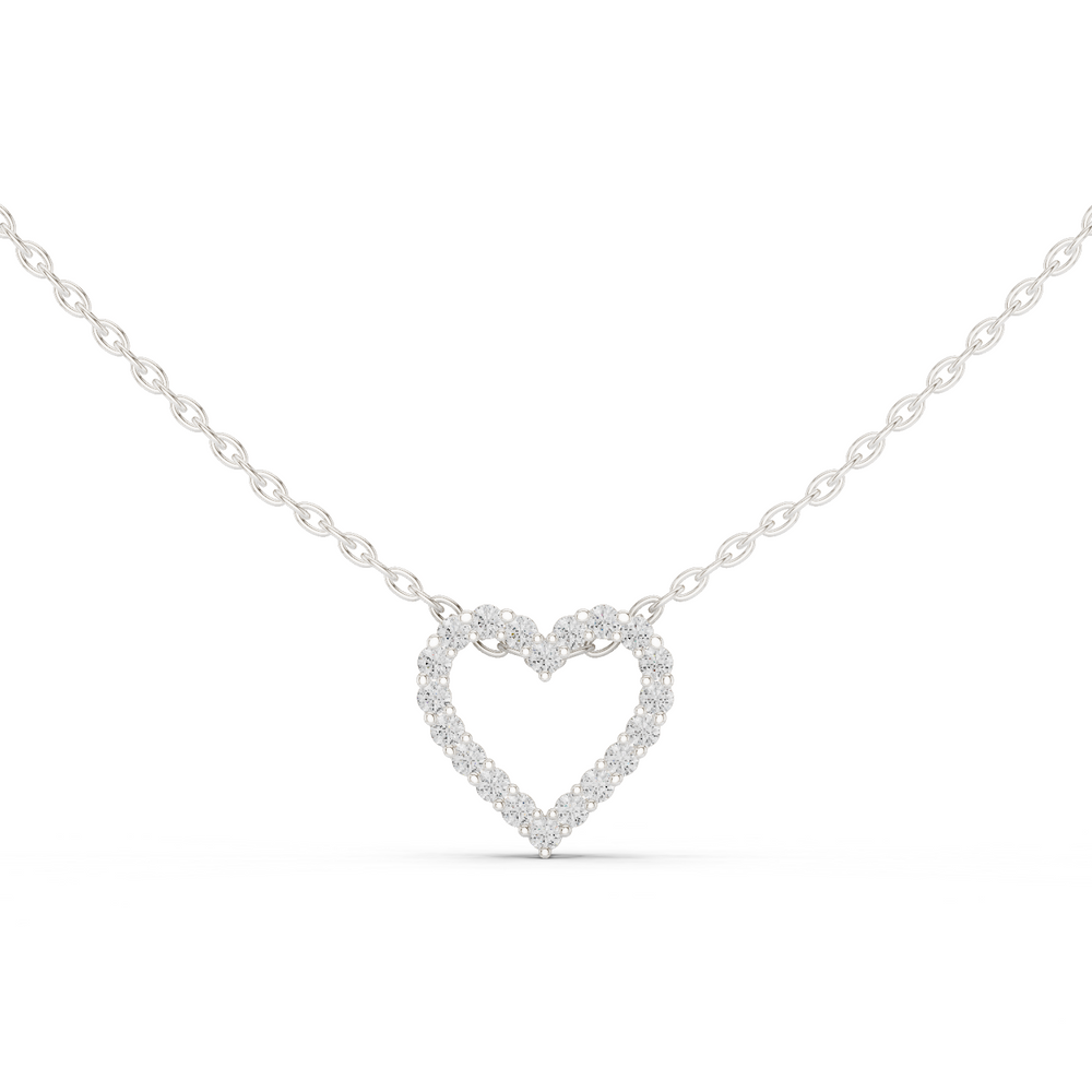 Open Heart Pave Diamond Pendant Necklace