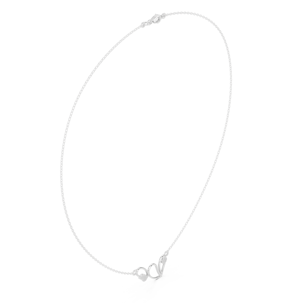 Open heart wing design diamond pendant necklace with pave accent