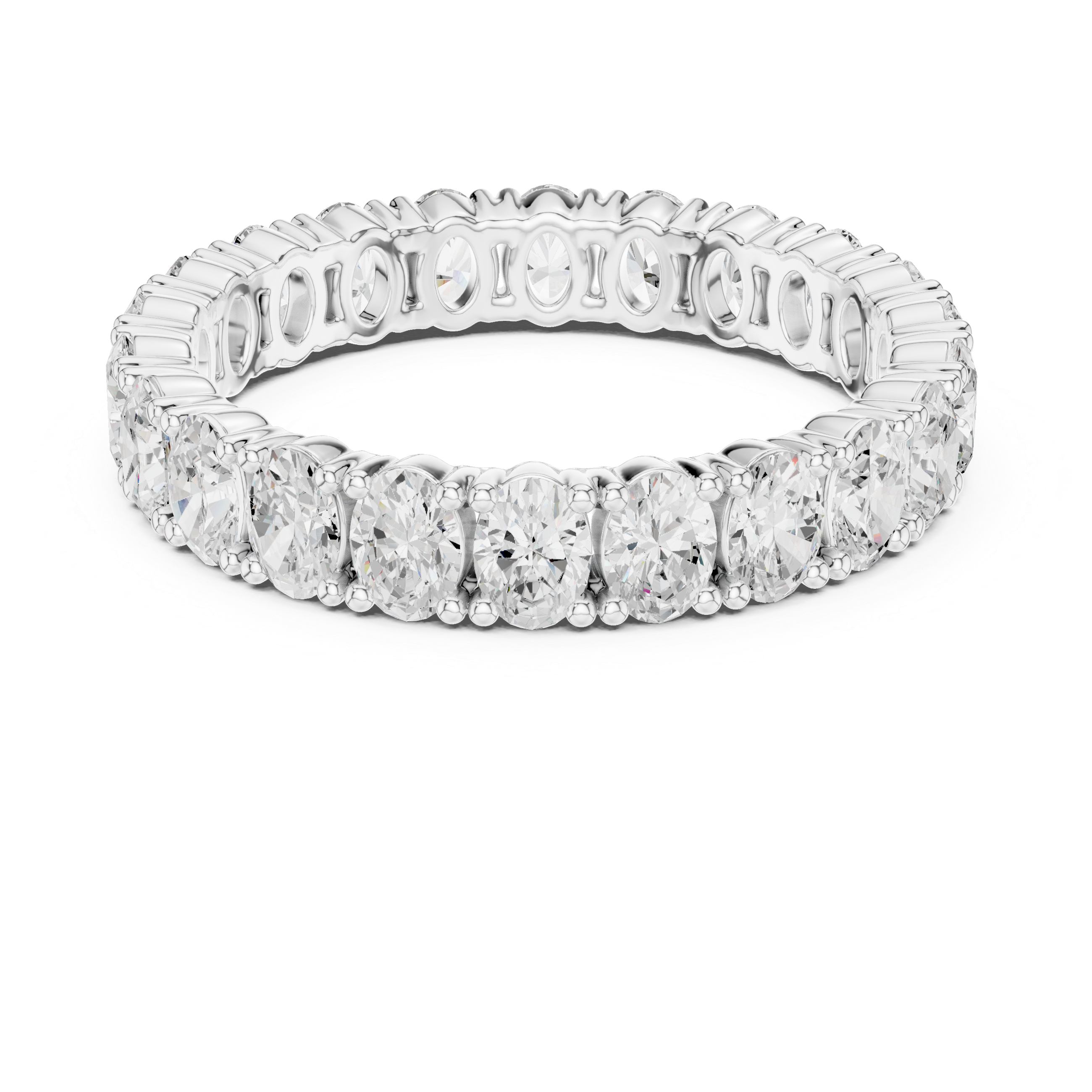 Full eternity oval cut diamond band ring with prong setting