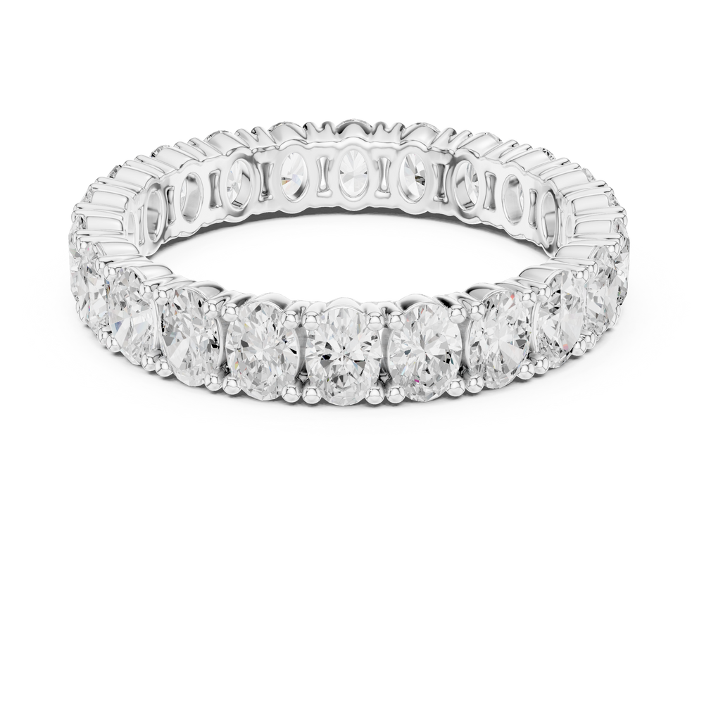 Full eternity oval cut diamond band ring with prong setting