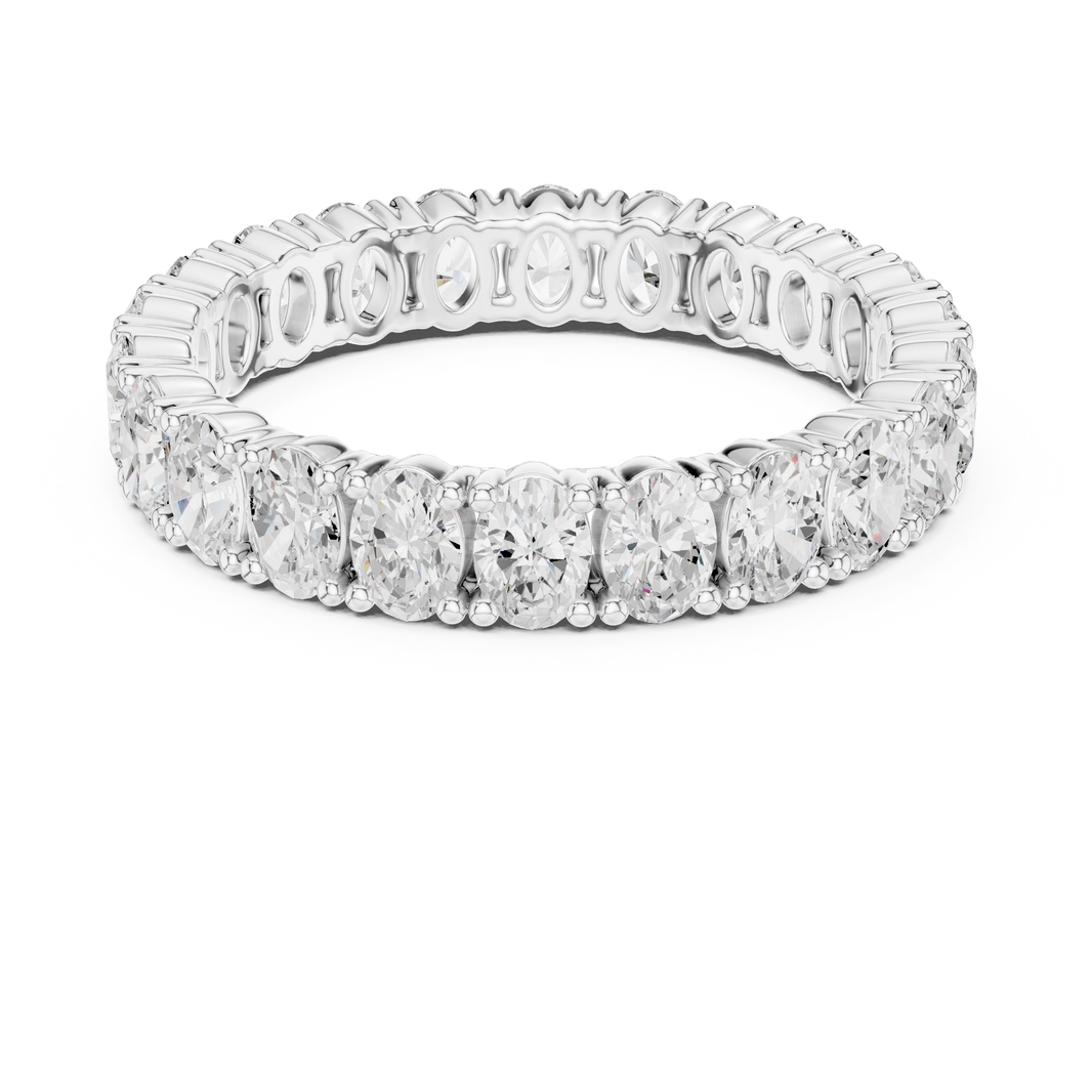 Full eternity oval cut diamond band ring with prong setting